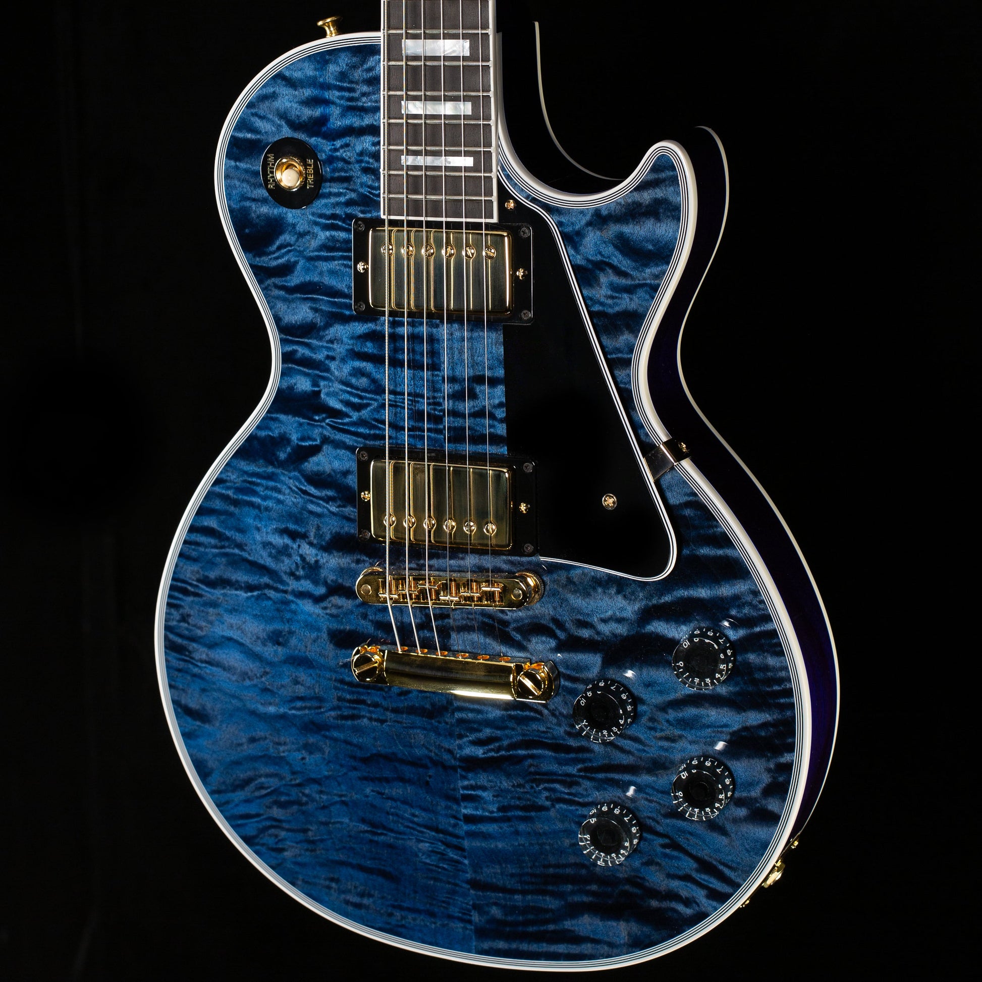Gibson Custom Shop Willcutt Cavern Collection Les Paul Custom Quilt Transparent Blue Chambered (644)