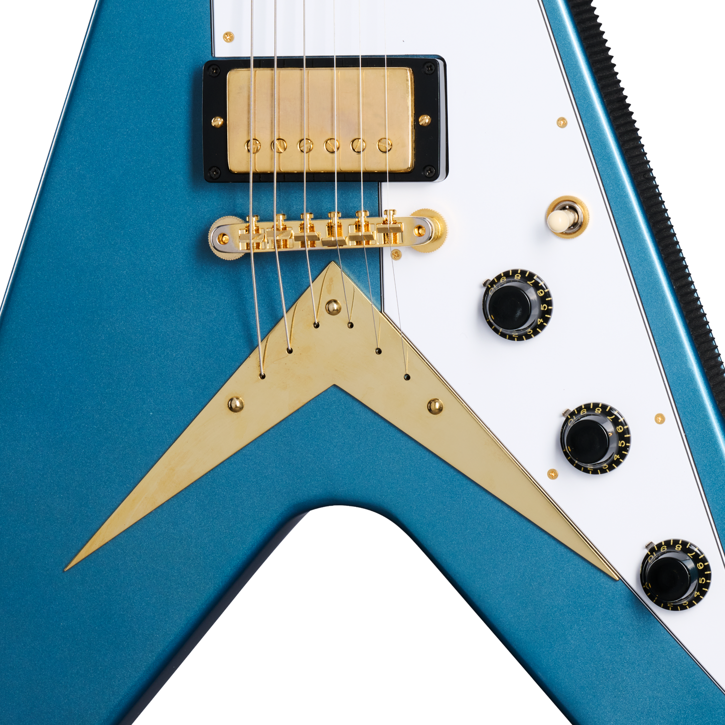Gibson Custom 1958 Korina Flying V (White Pickguard), Exclusive, Antique Pelham Blue VOS