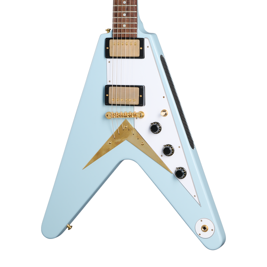 Gibson Custom 1958 Korina Flying V Reissue, Frost Blue VOS