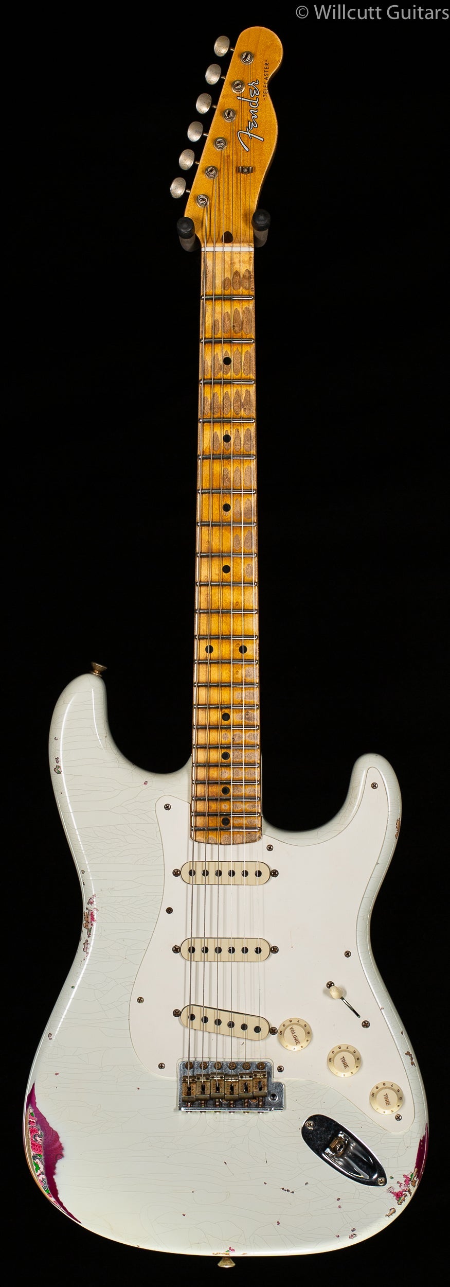 Fender Custom Shop LTD Mischief Maker Heavy Relic Aged Olympic White over Pink Paisley