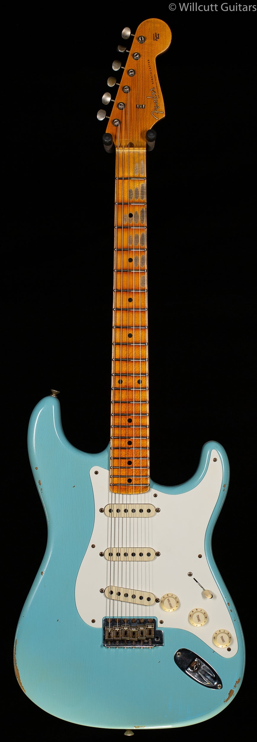 Fender Custom Shop 1957 Stratocaster Relic Maple Fingerboard Faded Aged Daphne Blue