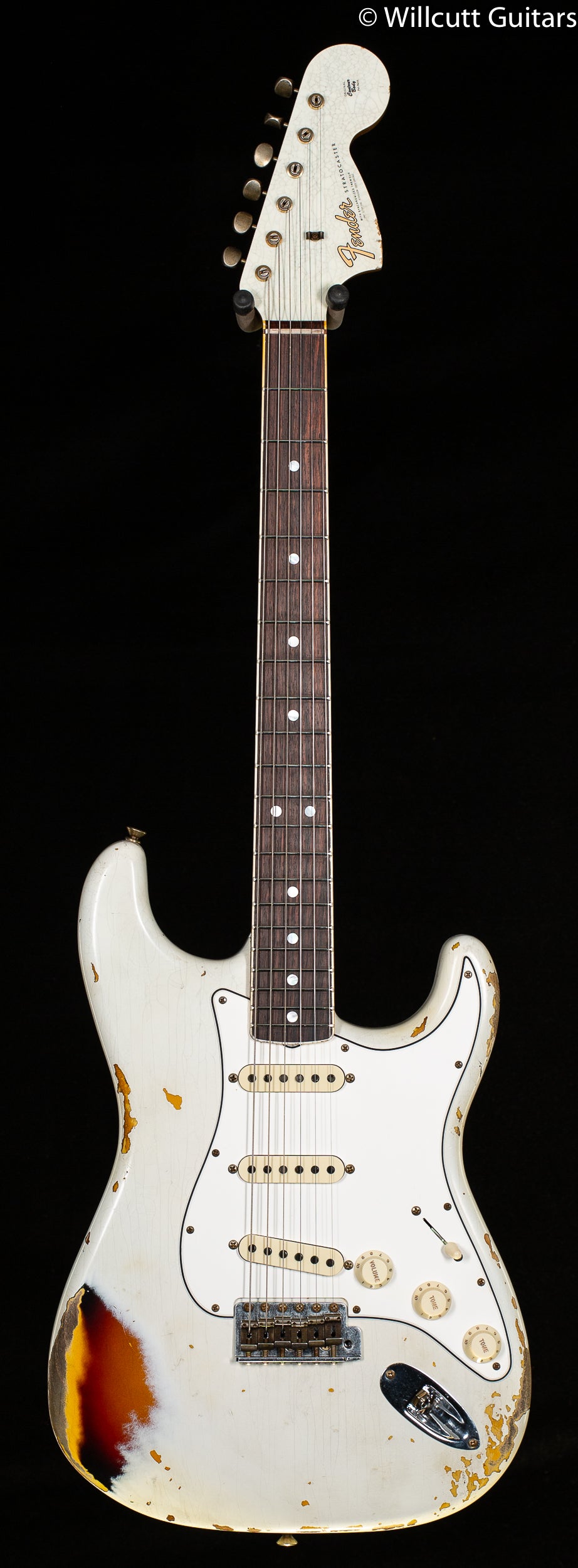 Fender Custom Shop Limited Edition 1967 Stratocaster Heavy Relic Aged Olympic White/ 3-Color Sunburst (006)