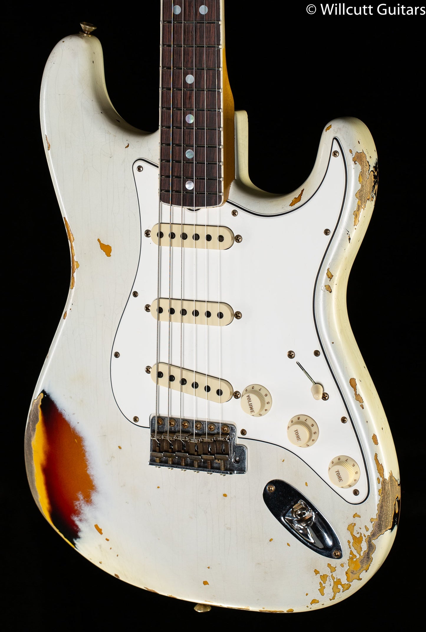 Fender Custom Shop Limited Edition 1967 Stratocaster Heavy Relic Aged Olympic White/ 3-Color Sunburst (006)