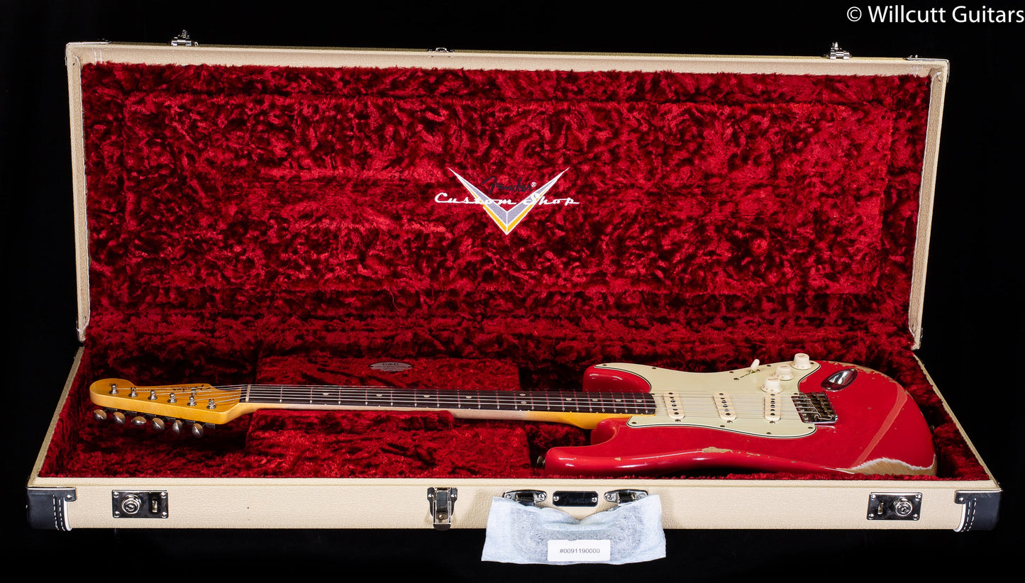 Fender Custom Shop Limited 1963 Stratocaster Heavy Relic Aged Fiesta Red (343)