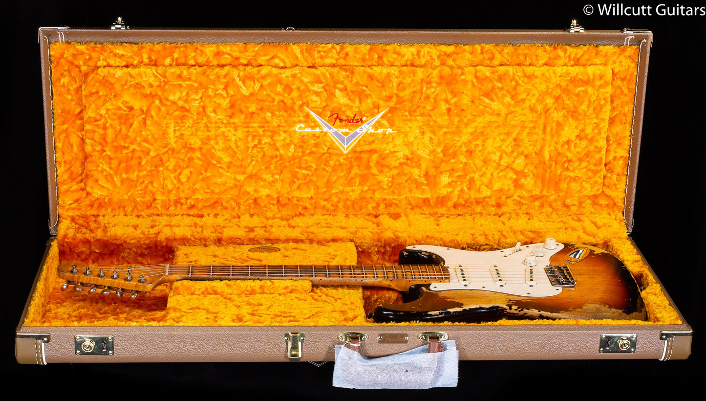 Fender Custom Shop Limited Edition Red Hot Strat Super Heavy Relic Faded Aged Chocolate 3-Color Sunburst (397)