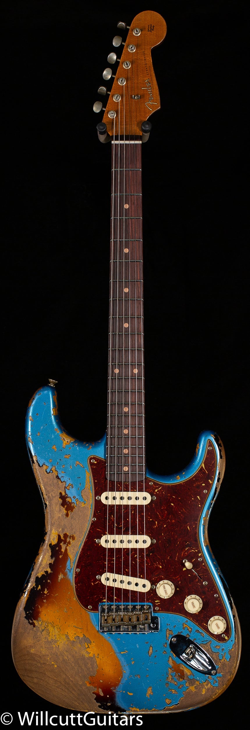 Fender Custom Shop Roasted 1960 Stratocaster Heavy Relic Aged Lake Placid Blue over 3-Color Sunburst (612)