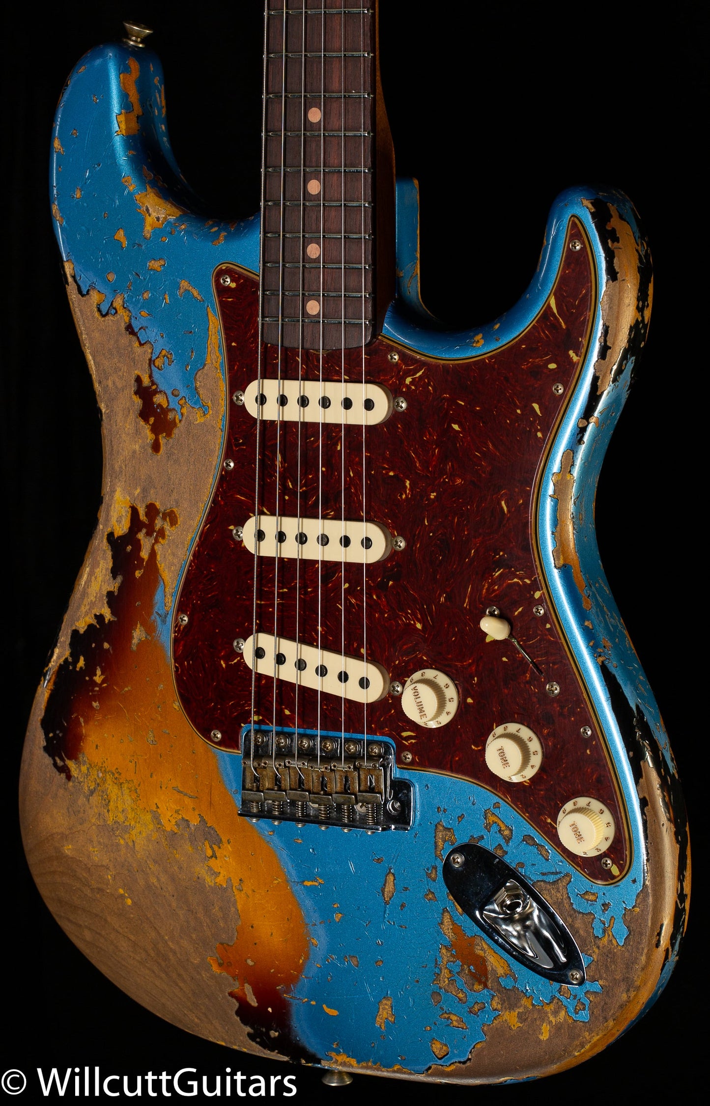 Fender Custom Shop Roasted 1960 Stratocaster Heavy Relic Aged Lake Placid Blue over 3-Color Sunburst (612)