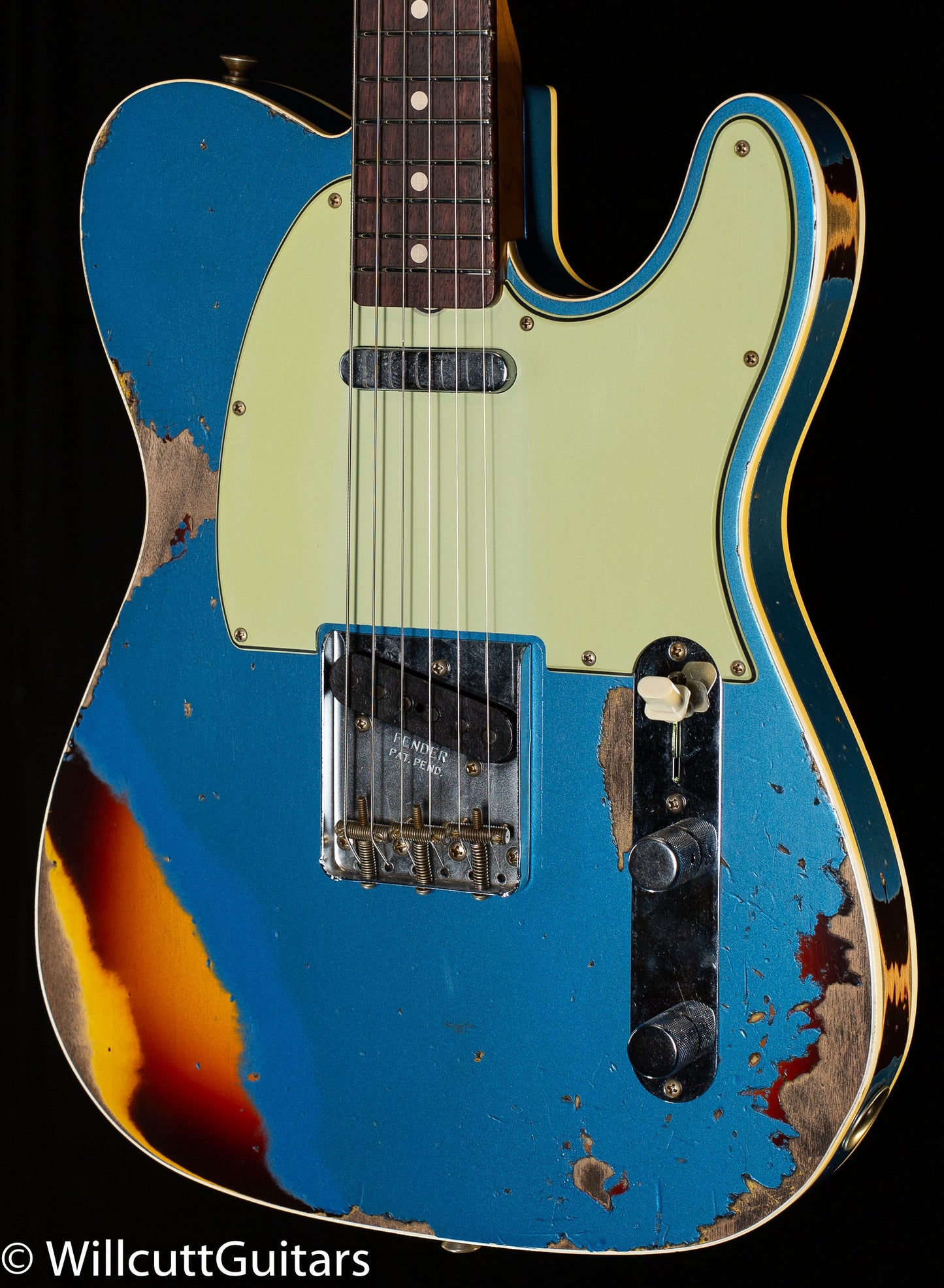 Fender Custom Shop 1960 Telecaster Custom Relic Aged Lake Placid Blue/Chocolate 3-Color Sunburst (670)