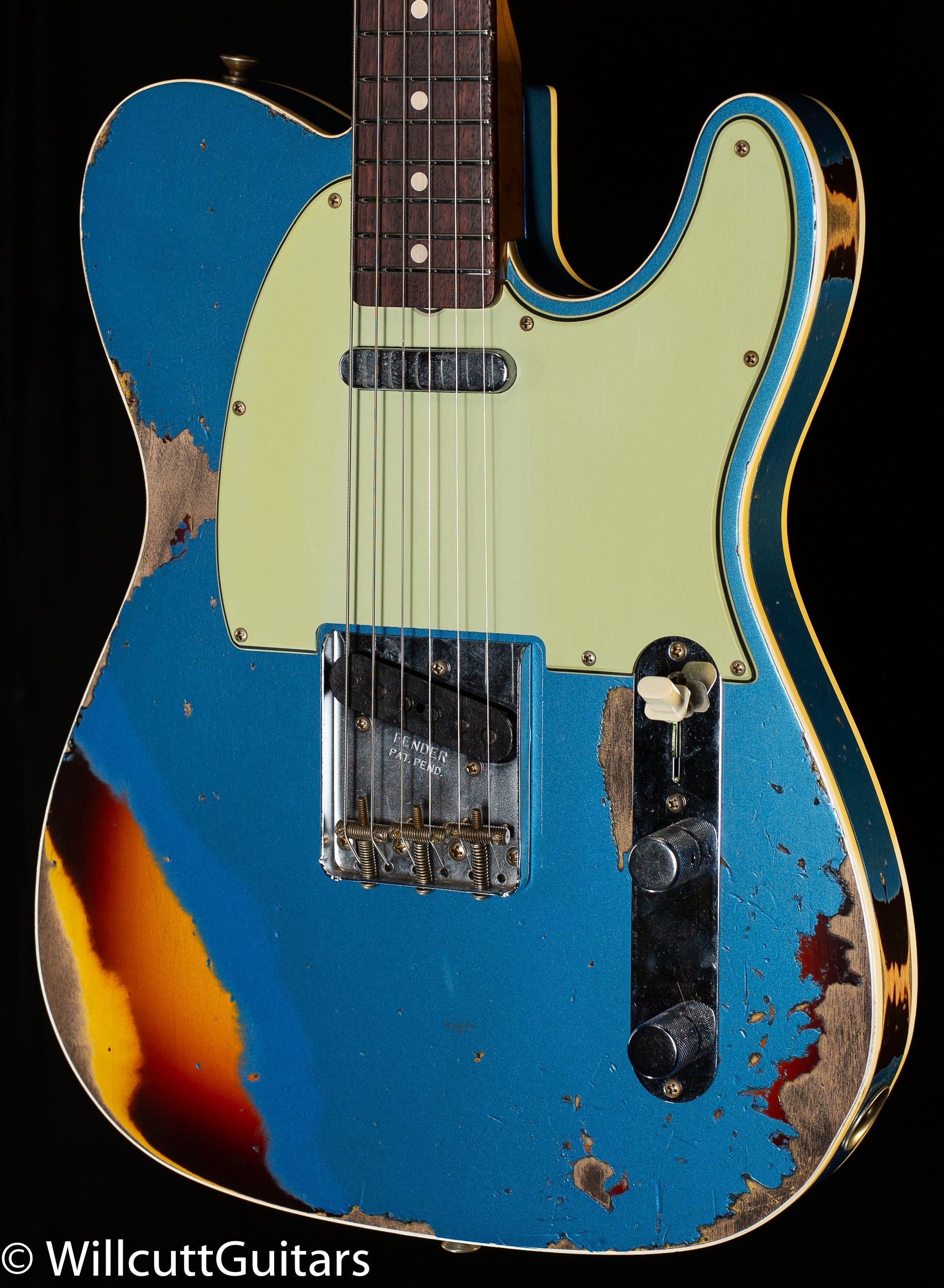 Fender Custom Shop 1960 Telecaster Custom Relic Aged Lake Placid Blue/Chocolate 3-Color Sunburst (670)