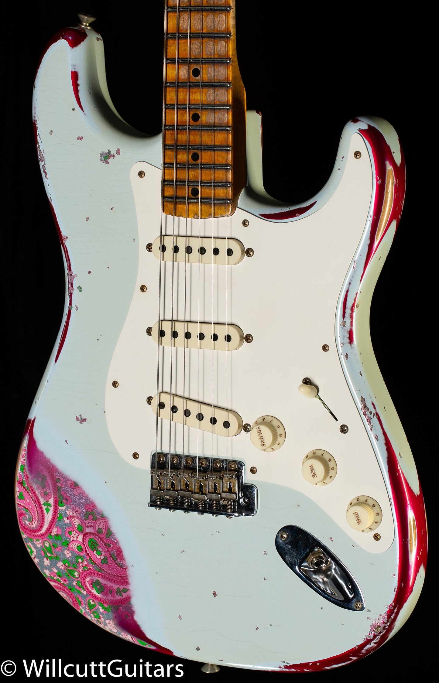 Fender Custom Shop Mischief Maker Heavy Relic Super Faded Aged Sonic Blue over Pink Paisley (027)