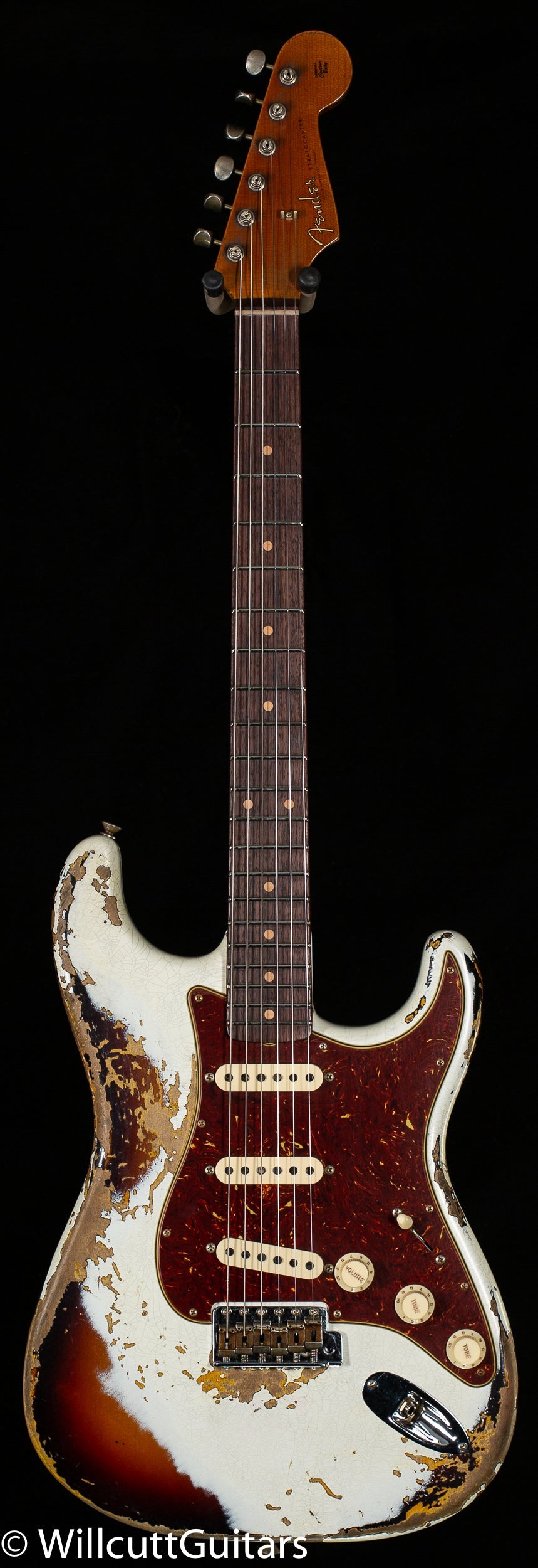 Fender Custom Shop Roasted 1960 Stratocaster Heavy Relic Aged Olympic White over 3-Color Sunburst (869)