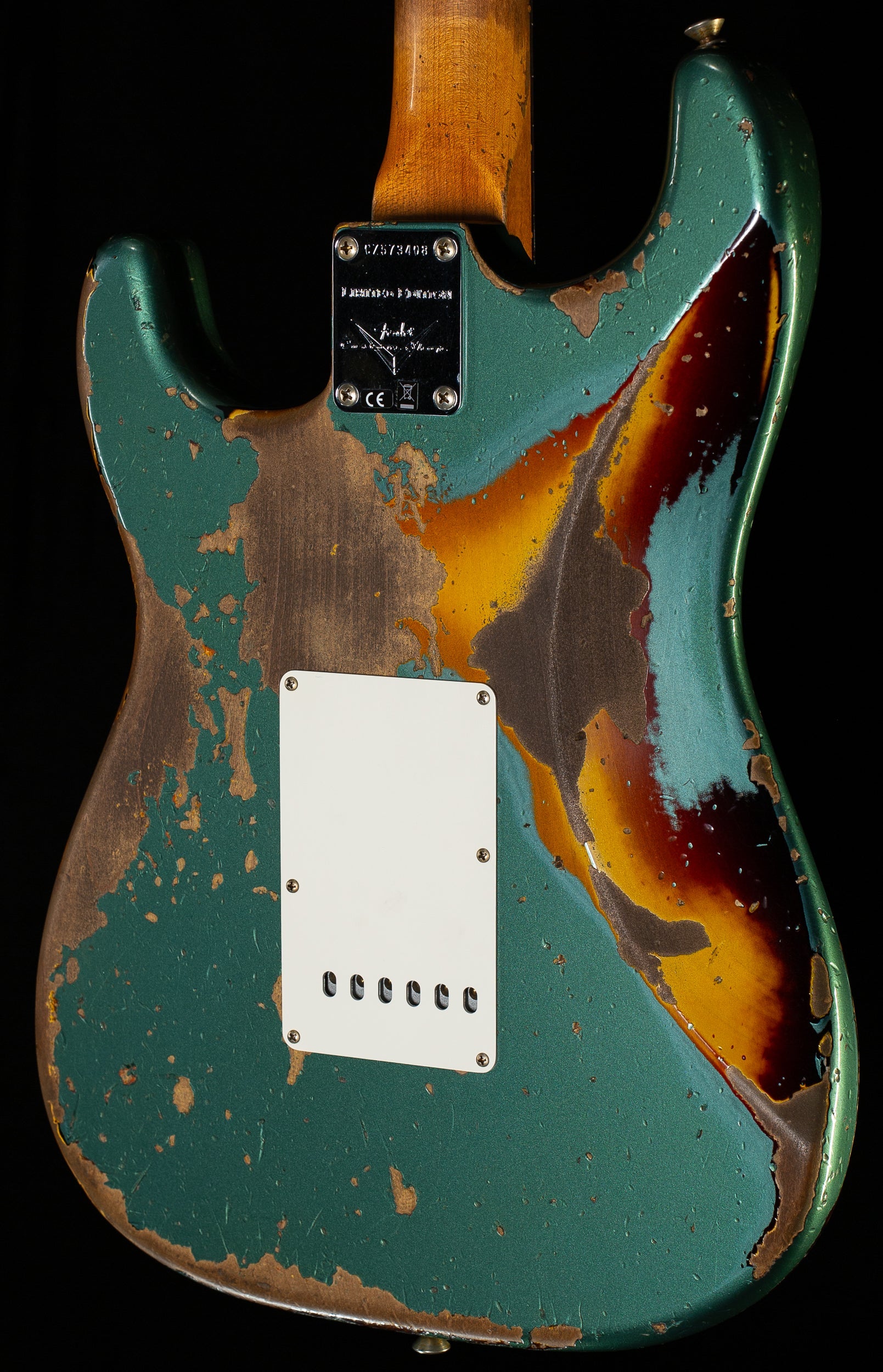 Fender Custom Shop Roasted 1961 Strat Super Heavy Relic Aged Sherwood Green over 3-Tone Sunburst (408)
