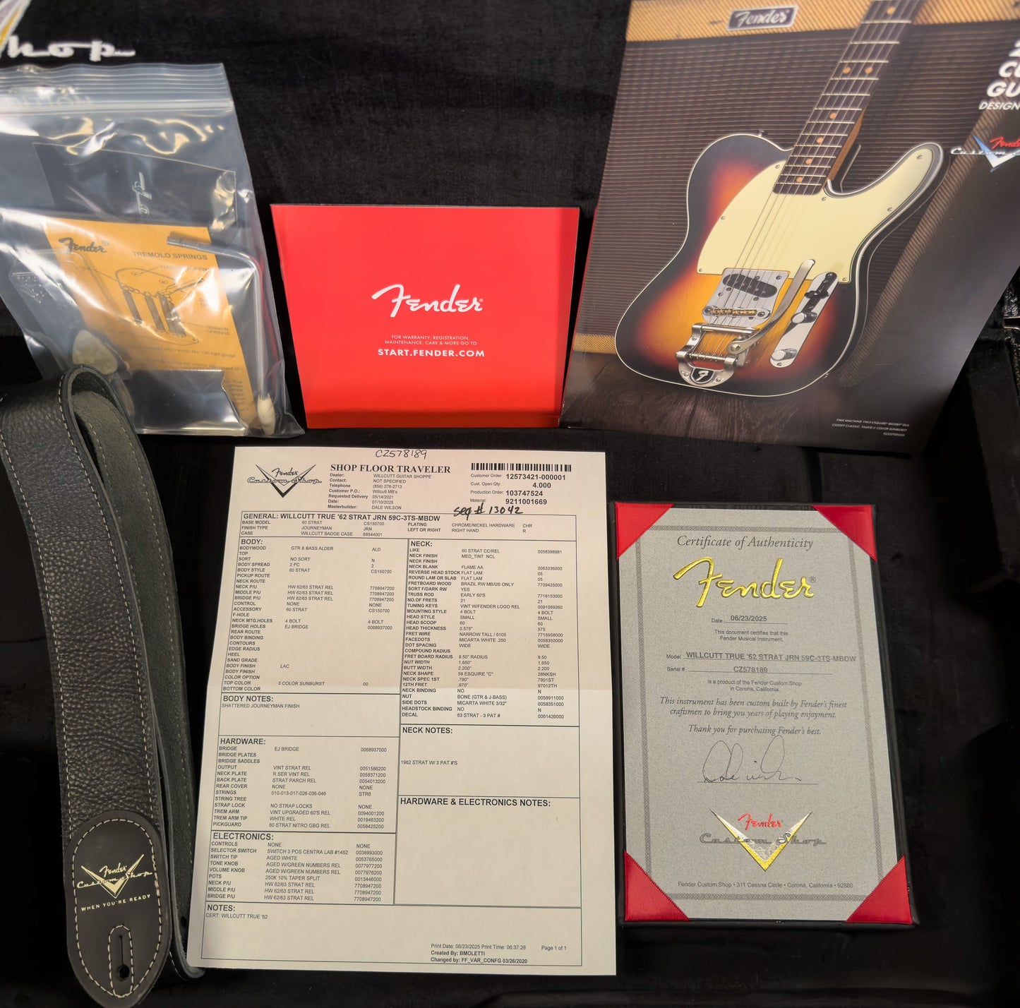 Fender Custom Shop Masterbuilt Dale Wilson True '62 Strat Journeyman 3-Tone Sunburst Brazilian 59 C (189)