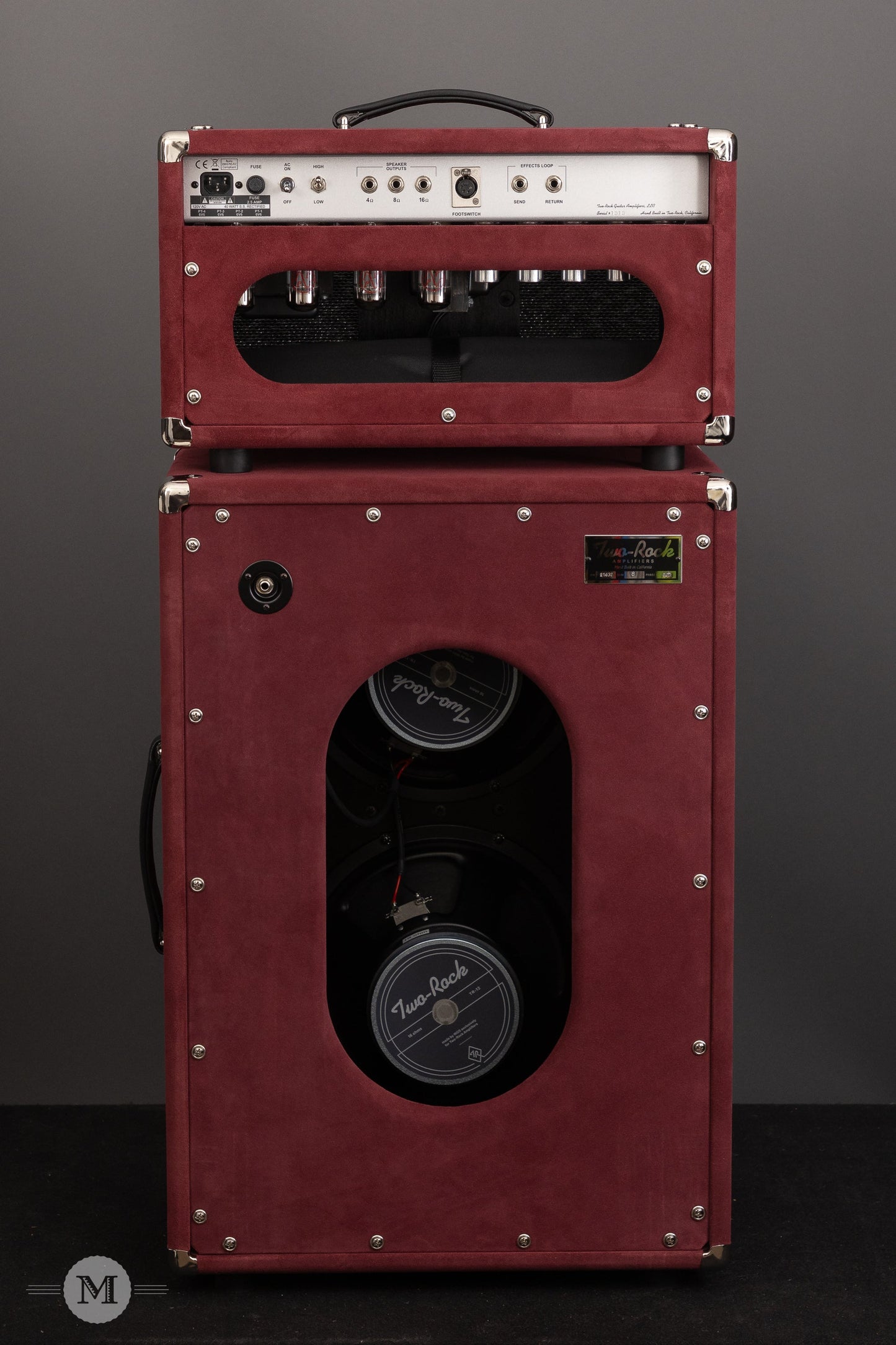 Two-Rock Amplifiers - Classic Reverb Signature 40/20 Watt Head - Silver Chassis - Burgundy Suede w/Black Sparkle Matrix Grillcloth w/Matching 2x12" Cabinet