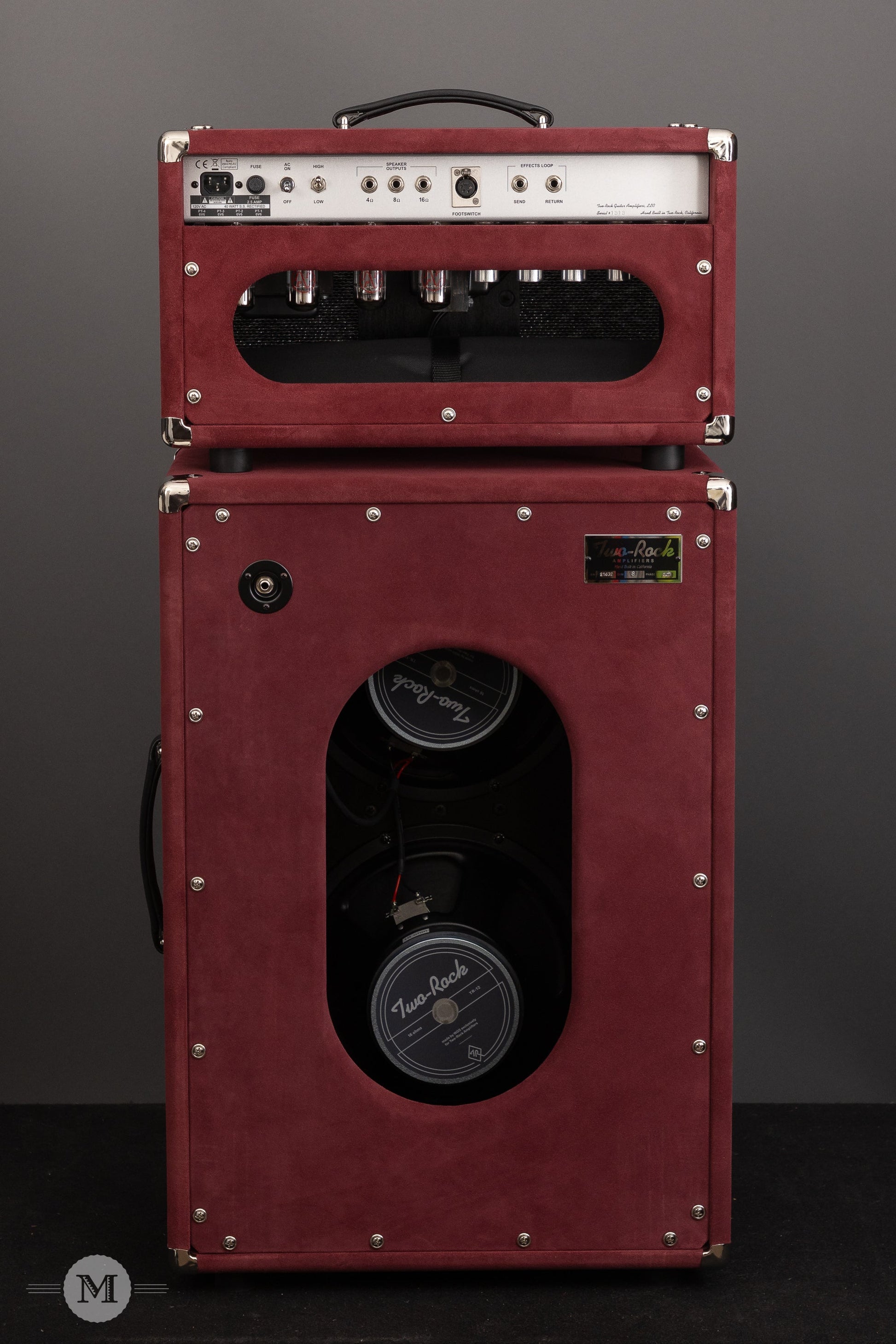 Two-Rock Amplifiers - Classic Reverb Signature 40/20 Watt Head - Silver Chassis - Burgundy Suede w/Black Sparkle Matrix Grillcloth w/Matching 2x12" Cabinet