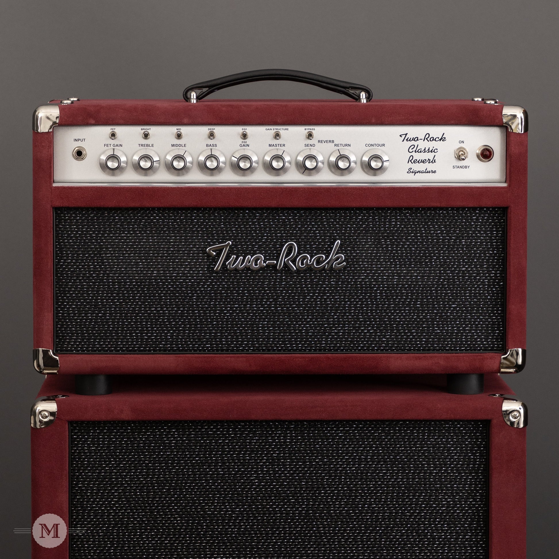 Two-Rock Amplifiers - Classic Reverb Signature 40/20 Watt Head - Silver Chassis - Burgundy Suede w/Black Sparkle Matrix Grillcloth w/Matching 2x12" Cabinet