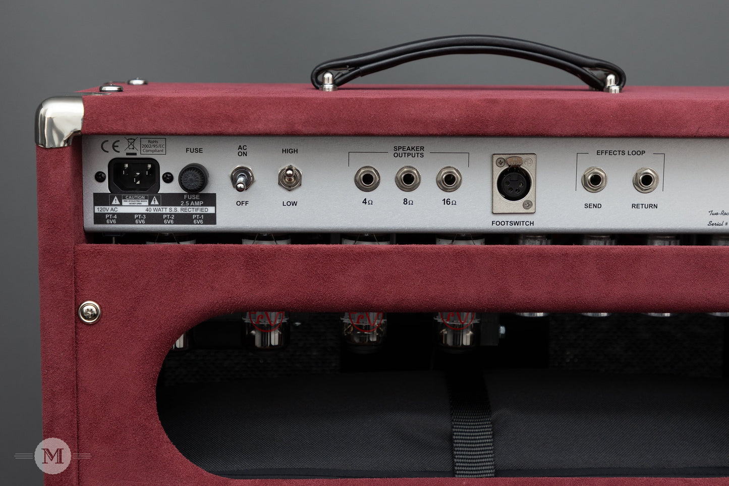 Two-Rock Amplifiers - Classic Reverb Signature 40/20 Watt Head - Silver Chassis - Burgundy Suede w/Black Sparkle Matrix Grillcloth w/Matching 2x12" Cabinet