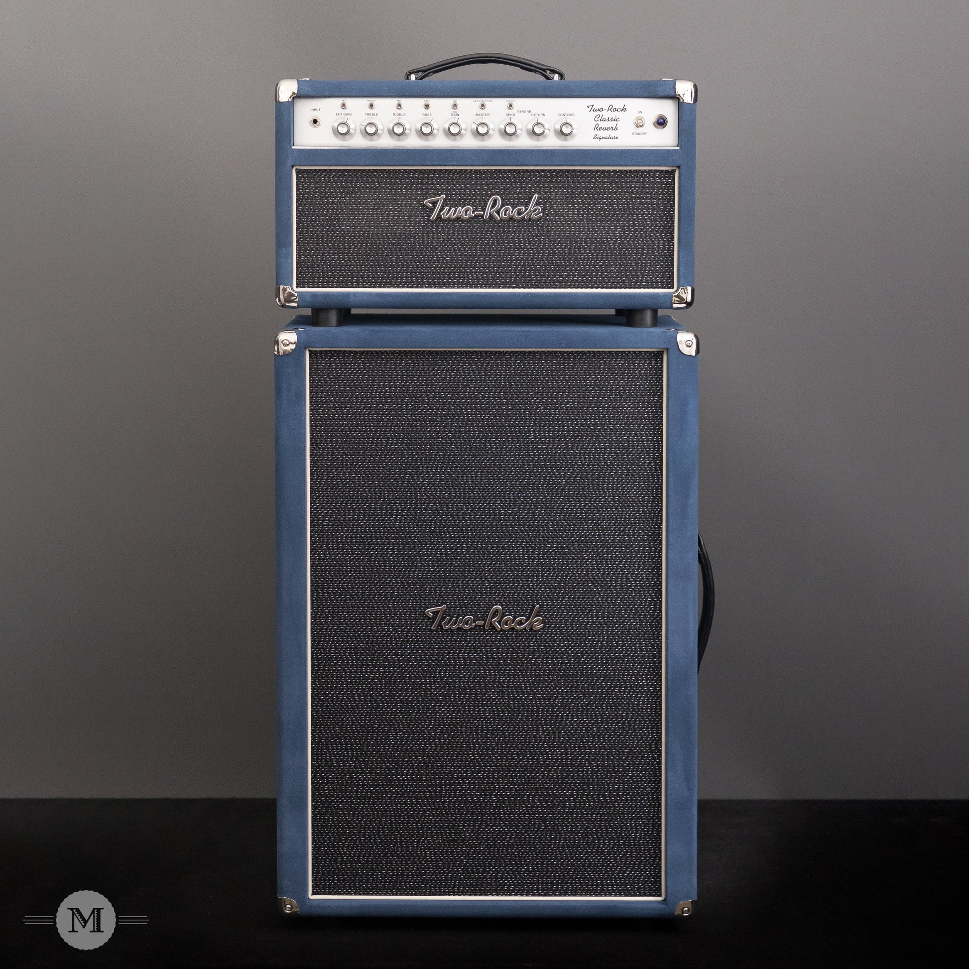 Two-Rock Amplifiers - Classic Reverb Signature 50 Watt Head - Silver Chassis - Denim Suede w/ Sparkle Matrix Cloth with Matching 2x12 Cabinet