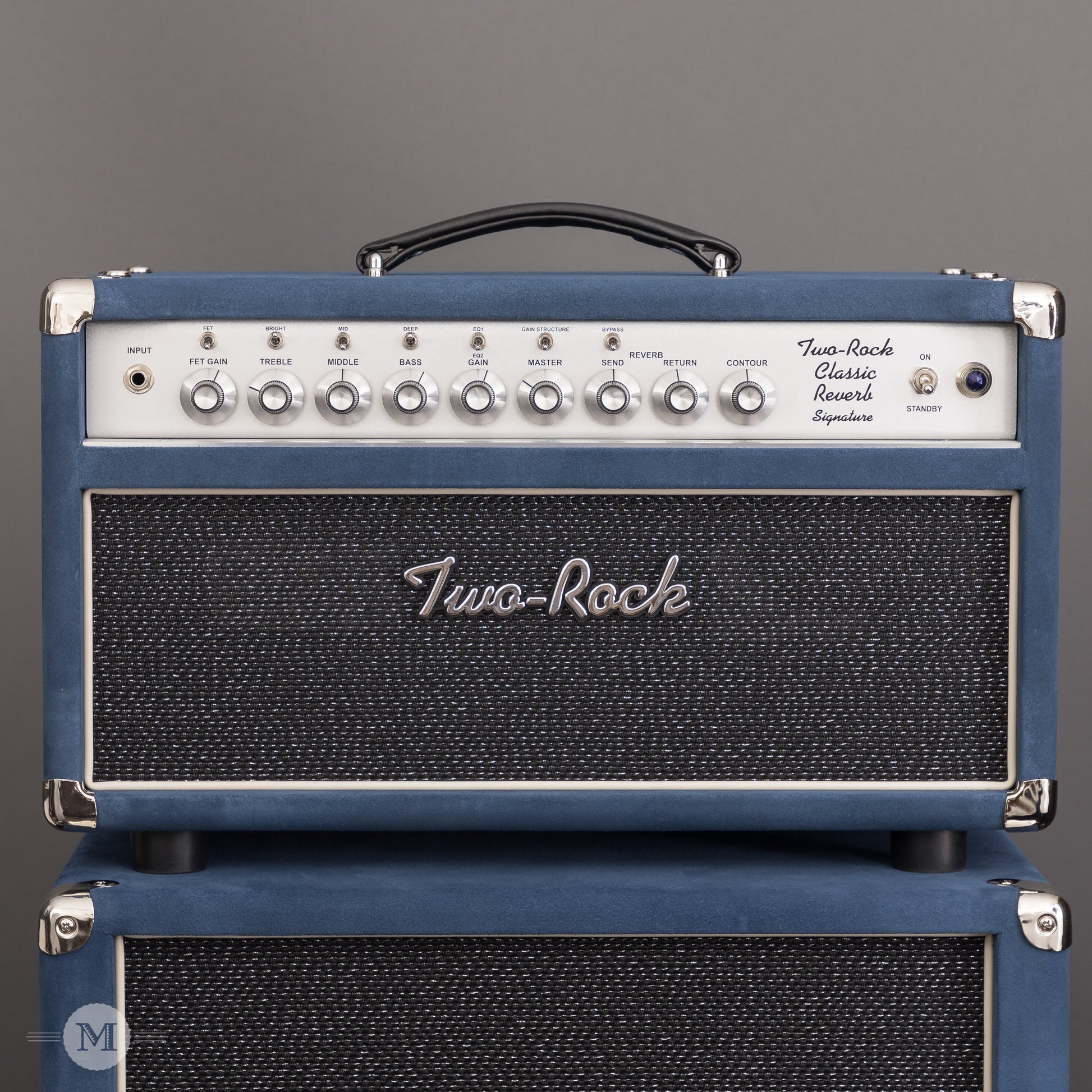 Two-Rock Amplifiers - Classic Reverb Signature 50 Watt Head - Silver Chassis - Denim Suede w/ Sparkle Matrix Cloth with Matching 2x12 Cabinet