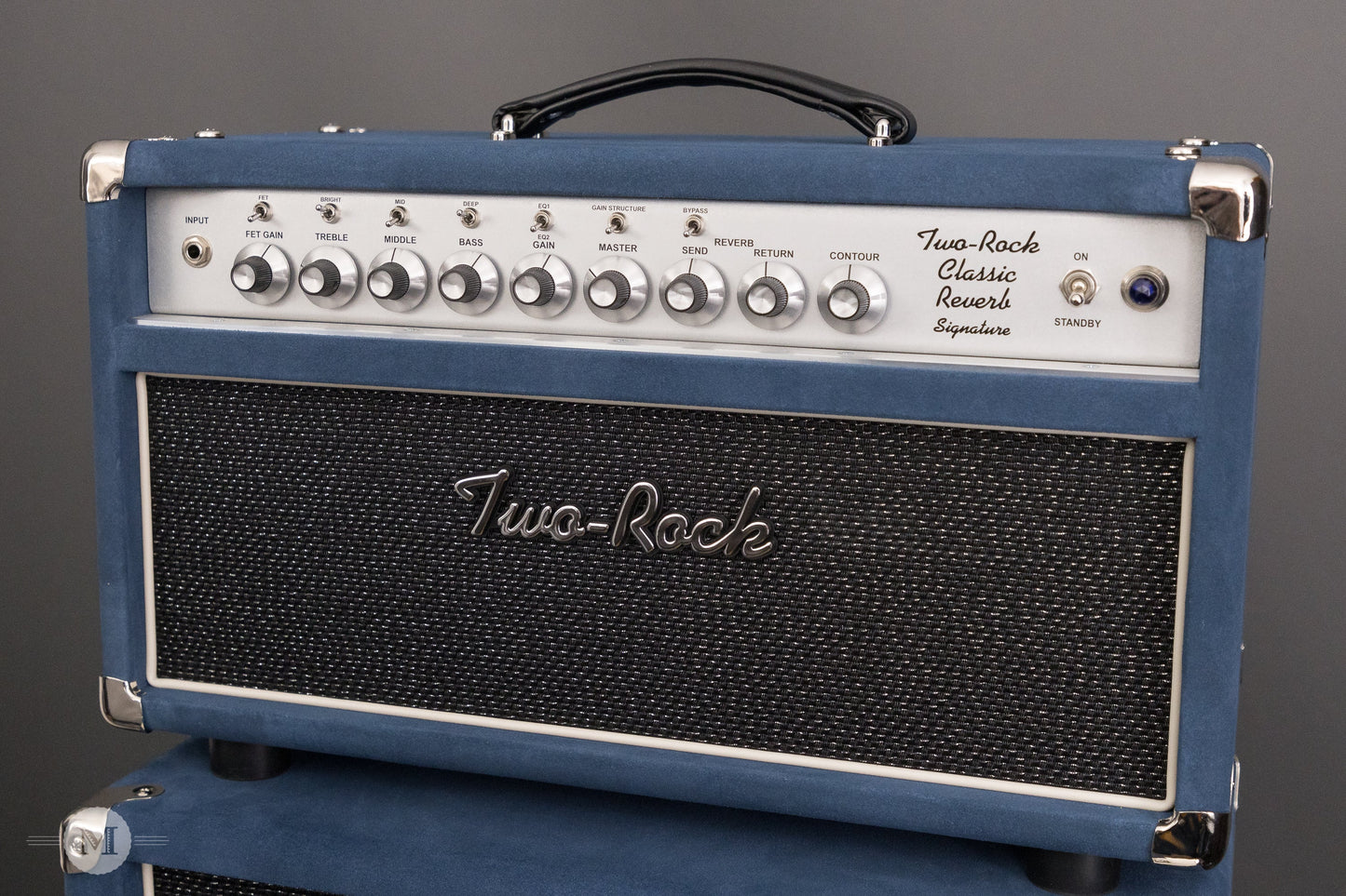 Two-Rock Amplifiers - Classic Reverb Signature 50 Watt Head - Silver Chassis - Denim Suede w/ Sparkle Matrix Cloth with Matching 2x12 Cabinet