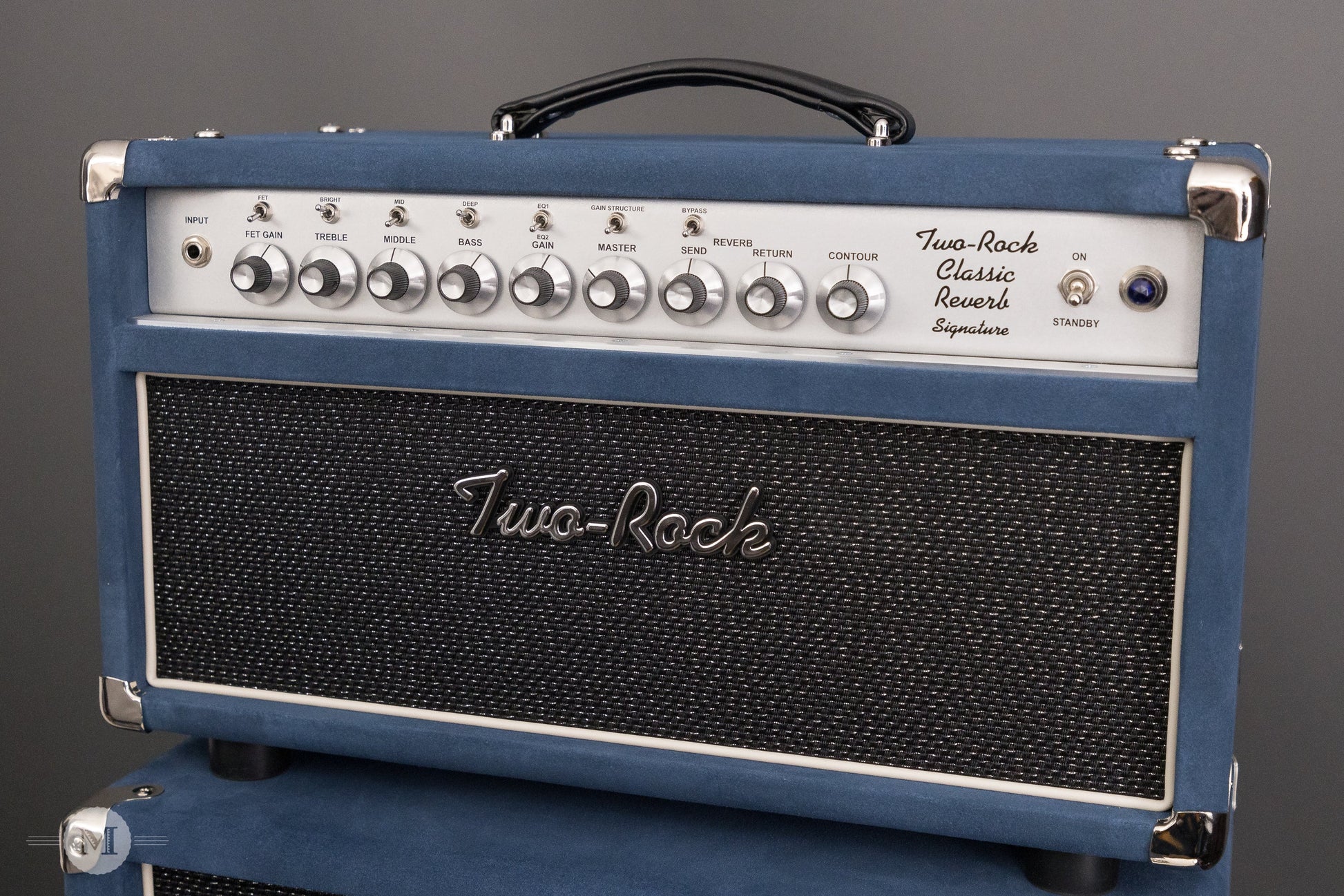 Two-Rock Amplifiers - Classic Reverb Signature 50 Watt Head - Silver Chassis - Denim Suede w/ Sparkle Matrix Cloth with Matching 2x12 Cabinet