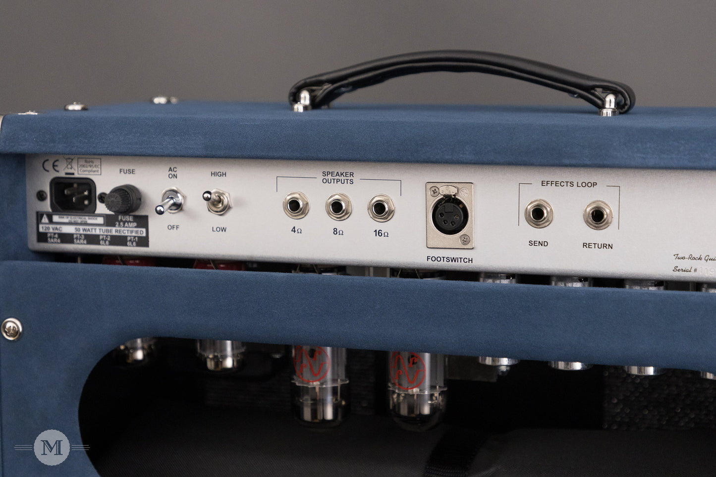 Two-Rock Amplifiers - Classic Reverb Signature 50 Watt Head - Silver Chassis - Denim Suede w/ Sparkle Matrix Cloth with Matching 2x12 Cabinet