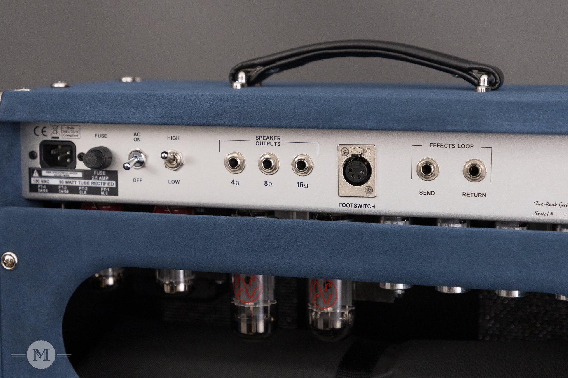 Two-Rock Amplifiers - Classic Reverb Signature 50 Watt Head - Silver Chassis - Denim Suede w/ Sparkle Matrix Cloth with Matching 2x12 Cabinet