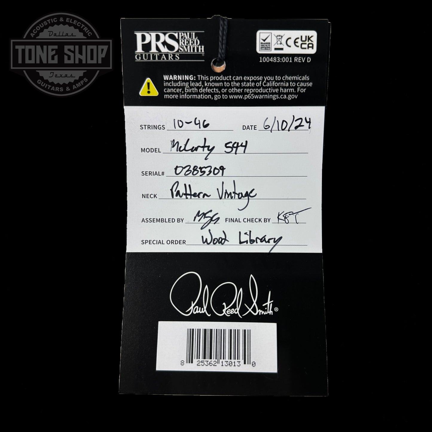 PRS Wood Library McCarty 594 10-top Quilt Faded Whale Blue Smokeburst w/case