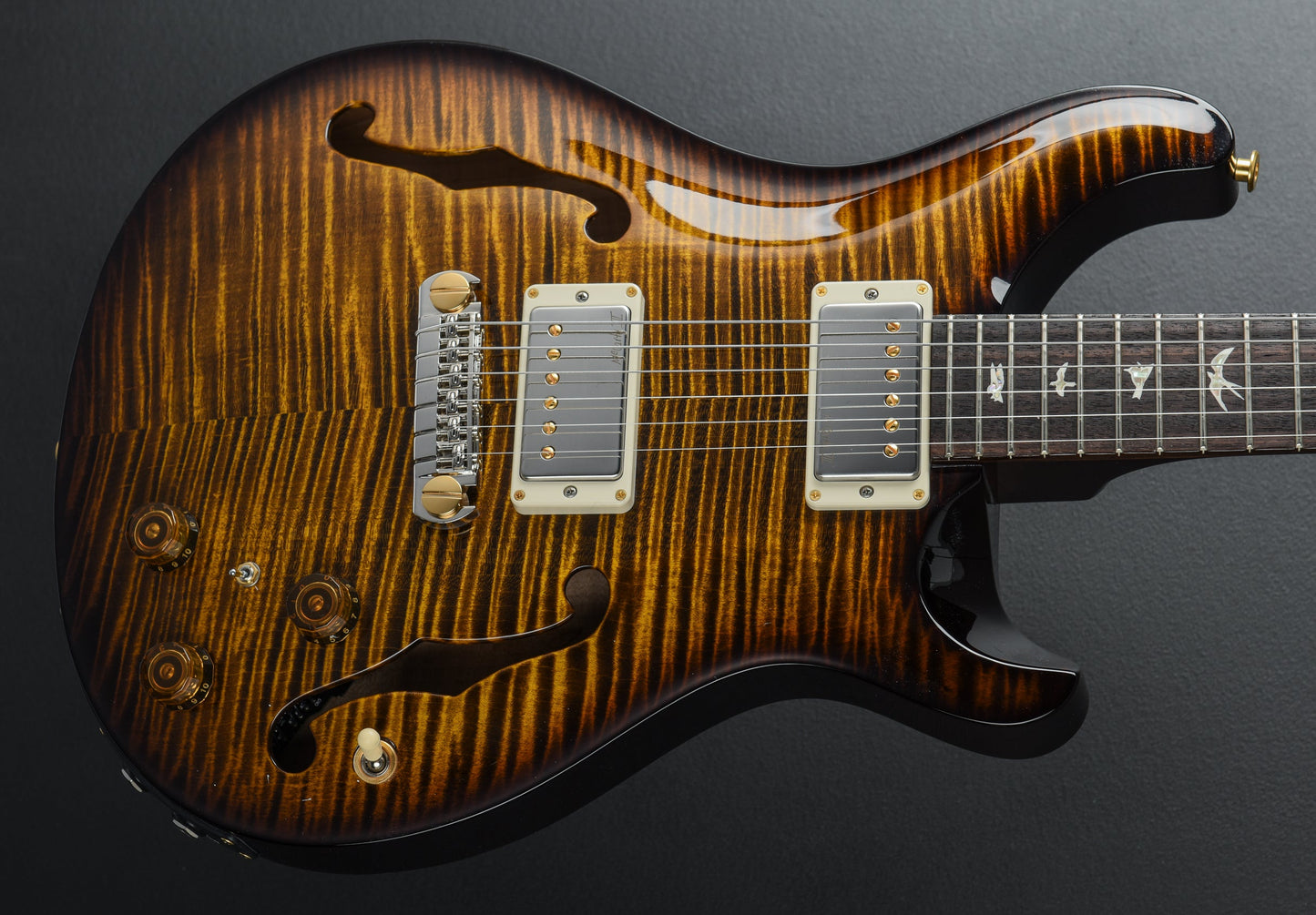 Hollowbody II Piezo 10 Top - Black Gold Wraparound Burst
