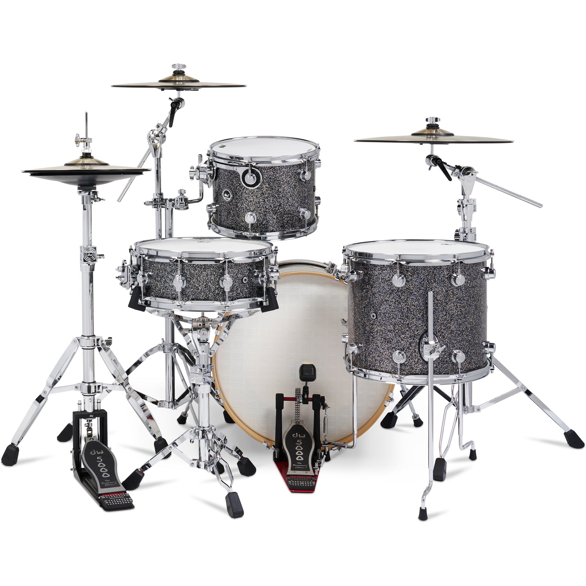 Drum Workshop DWe 4-Piece Drum Kit Bundle - Black Galaxy Finish Ply