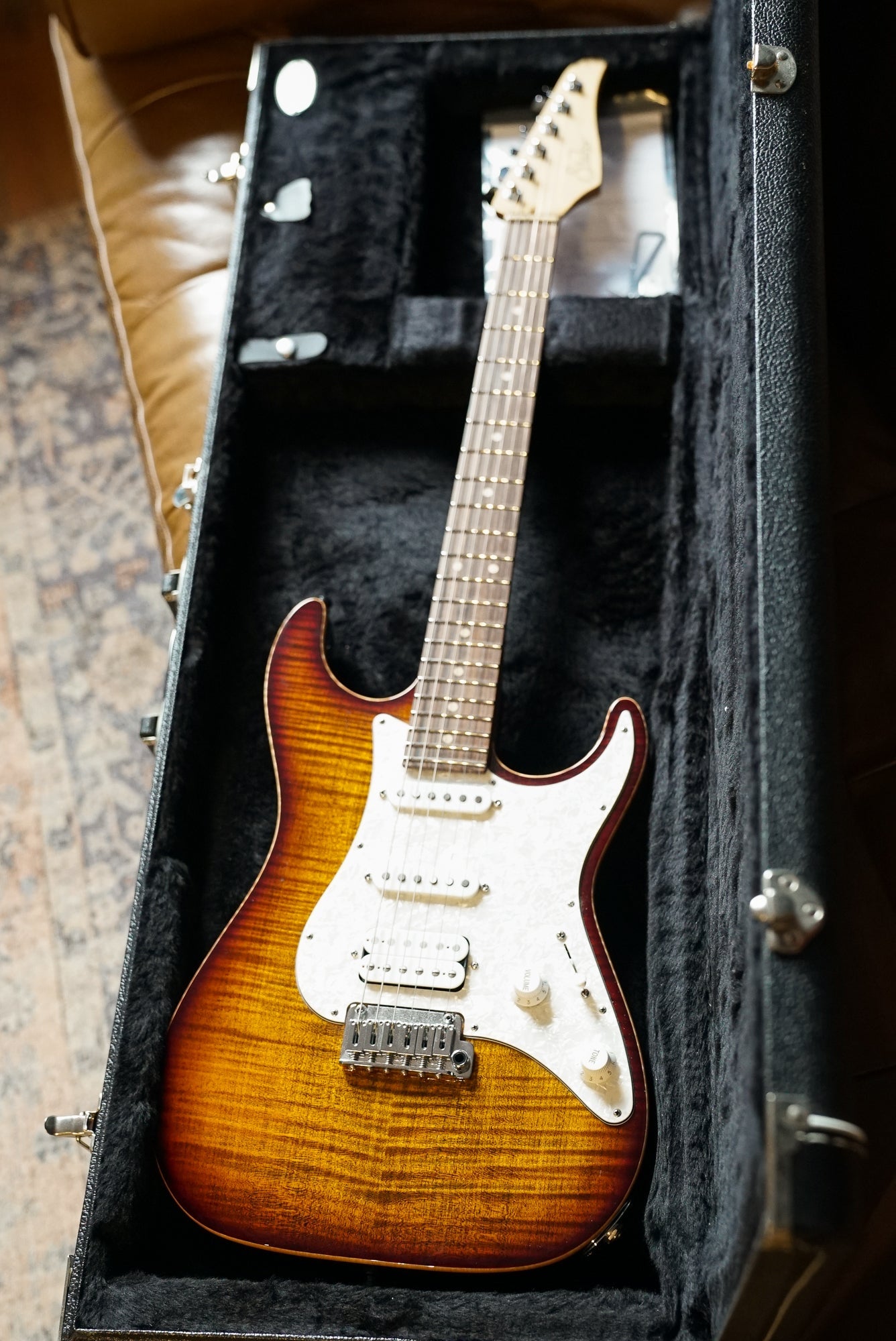 Pre-Owned Suhr Standard Bengal Burst in case