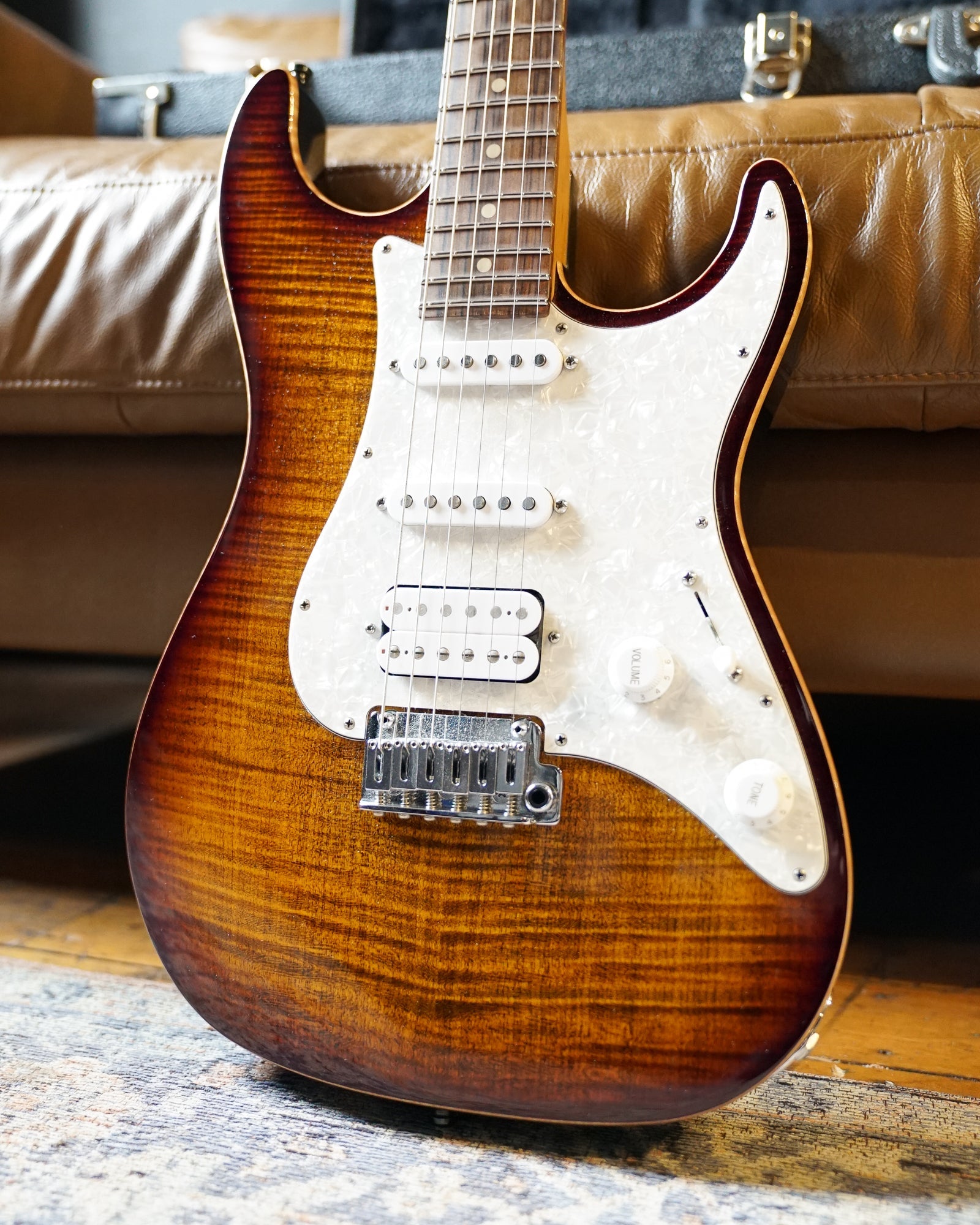 Pre-Owned Suhr Standard Bengal Burst in case