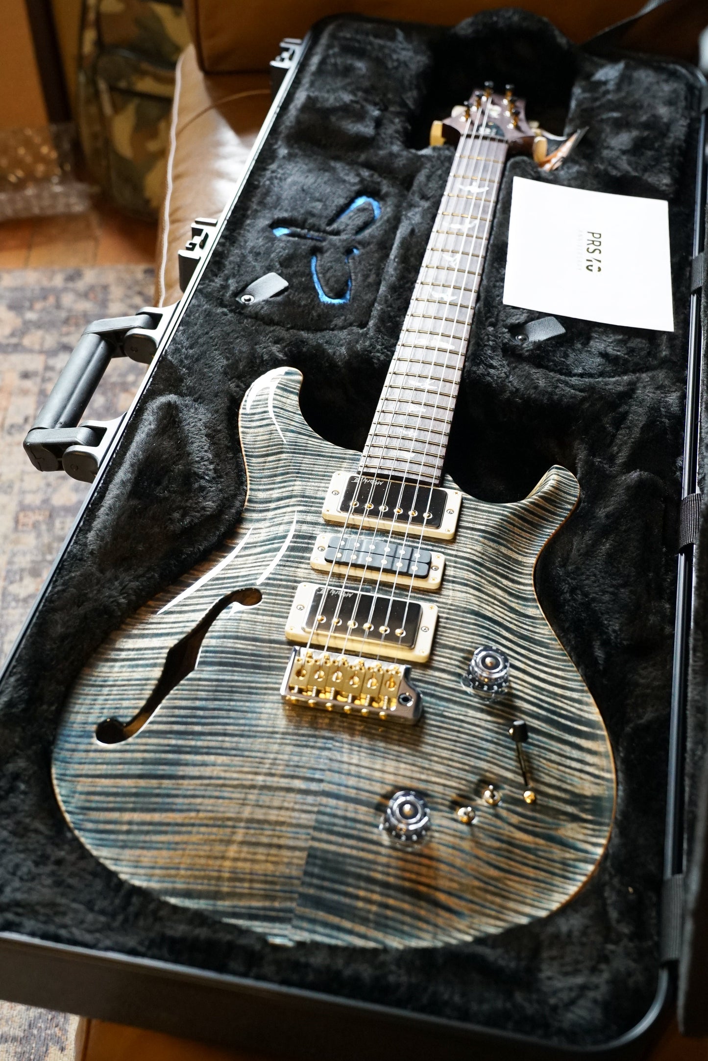 PRS 40th Anniversary Special Semi-Hollow, Faded Whale Blue with Natural Back