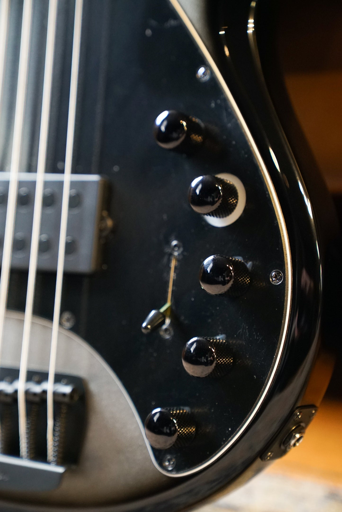 Music Man DarkRay 5 - Silver Burst - Roasted Maple/Ebony/Matching HS - Black PG - Black Hardware