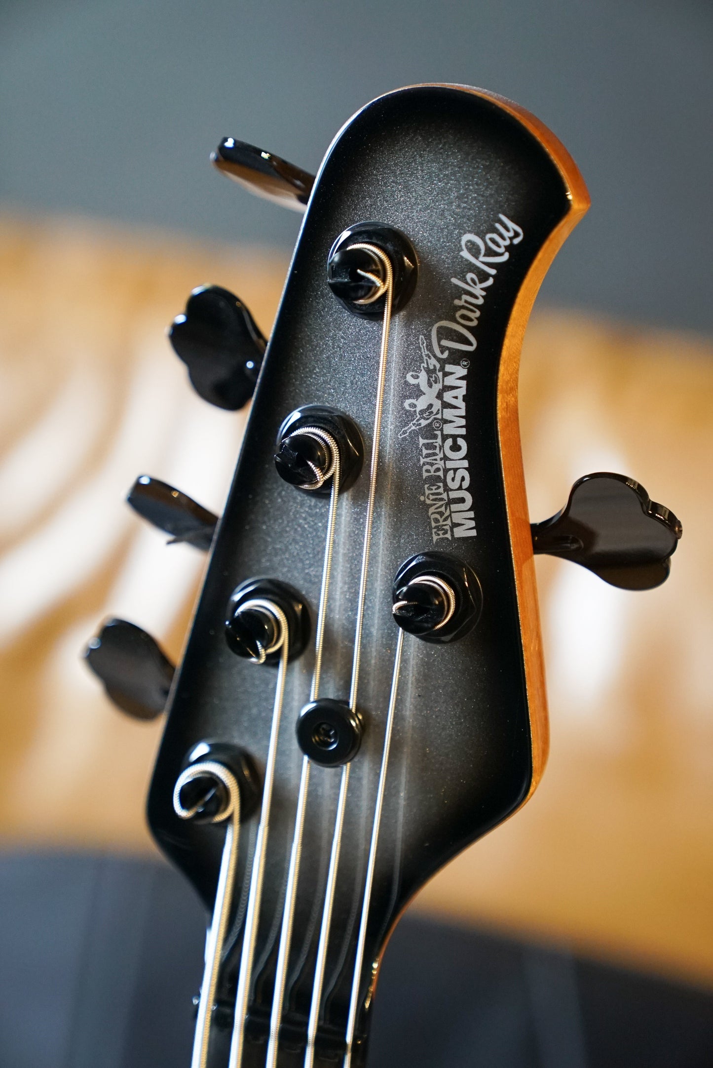 Music Man DarkRay 5 - Silver Burst - Roasted Maple/Ebony/Matching HS - Black PG - Black Hardware