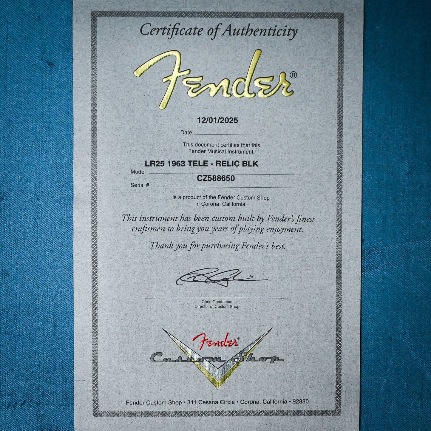 Fender Custom Shop Limited Edition 1963 Telecaster Relic- Black 2025 (CZ588650)