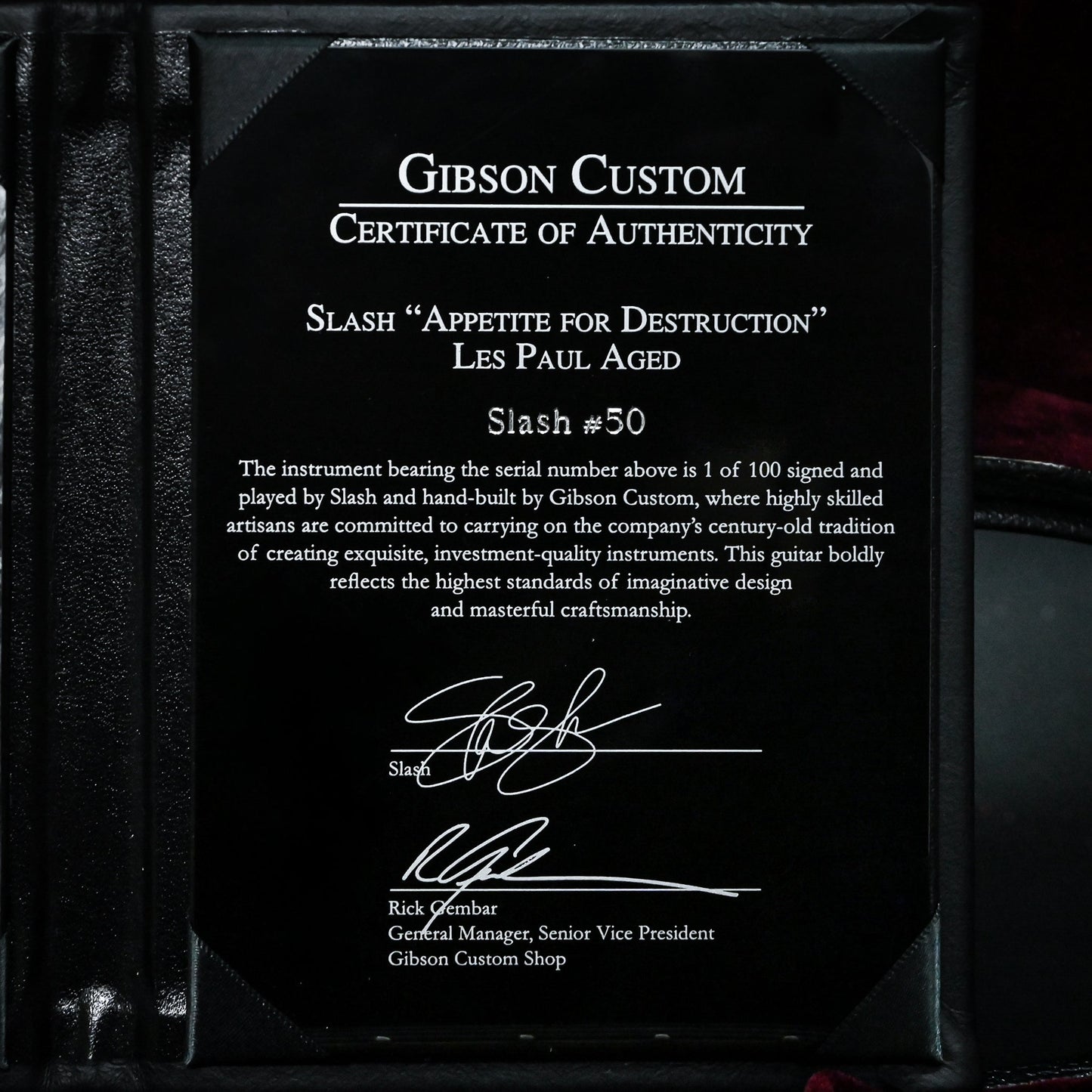 2010 Gibson Custom Slash "Appetite For Destruction" Les Paul Aged No. 50/100 SIGNED Used-Excellent