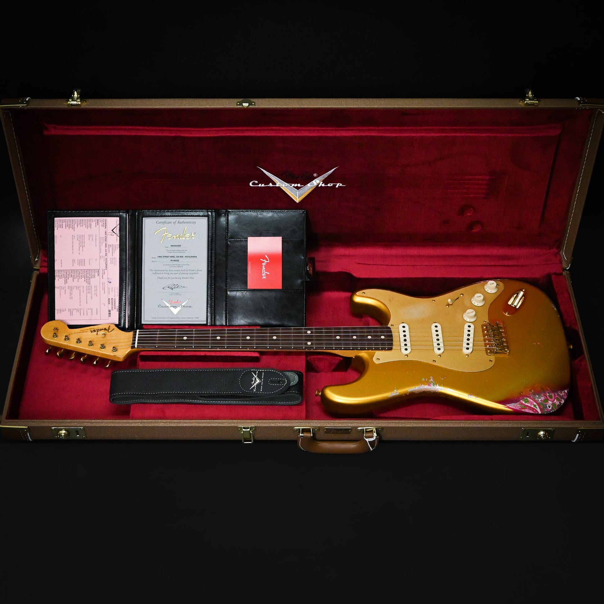 Fender Custom Shop 1962 Stratocaster w/ Gold Hardware Heavy Relic- Frost Gold/ Pink Paisley 2025 (R139222)