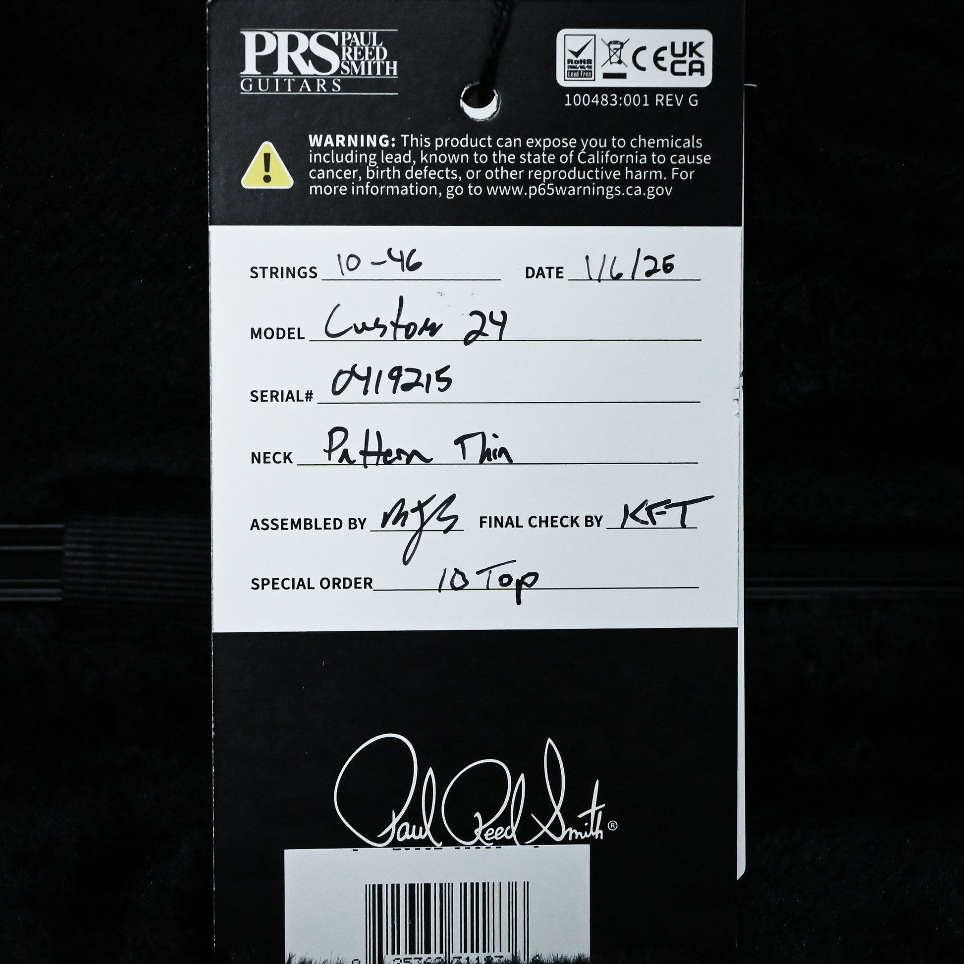 PRS Custom 24 Wood Library w/ 10-Top, Brazilian Rosewood, DMO Pickups- Aquableux Purple Burst 2026 (0419215)