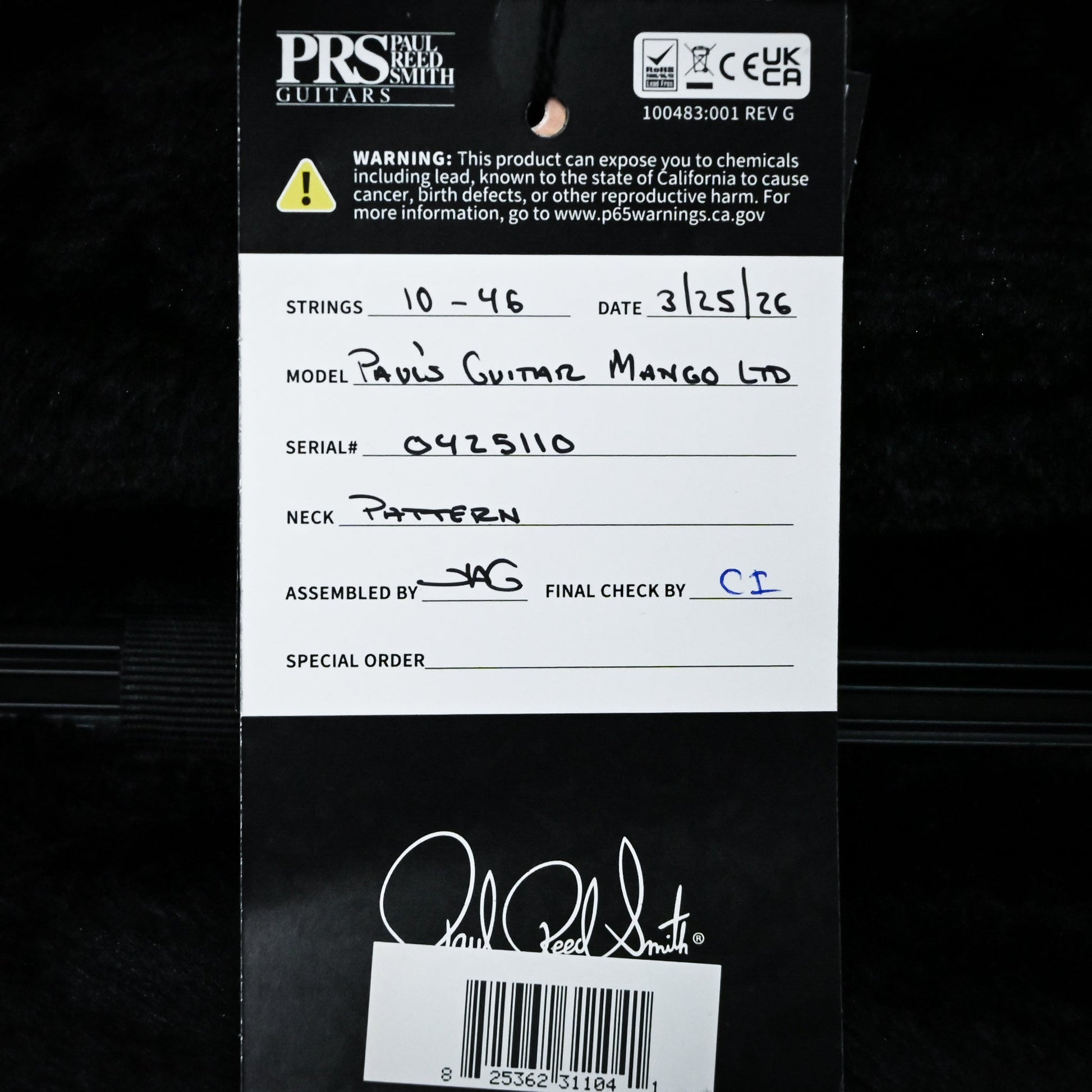 PRS Paul's Guitar Mango Top Limited Edition- Charcoal 2026 (0425110)