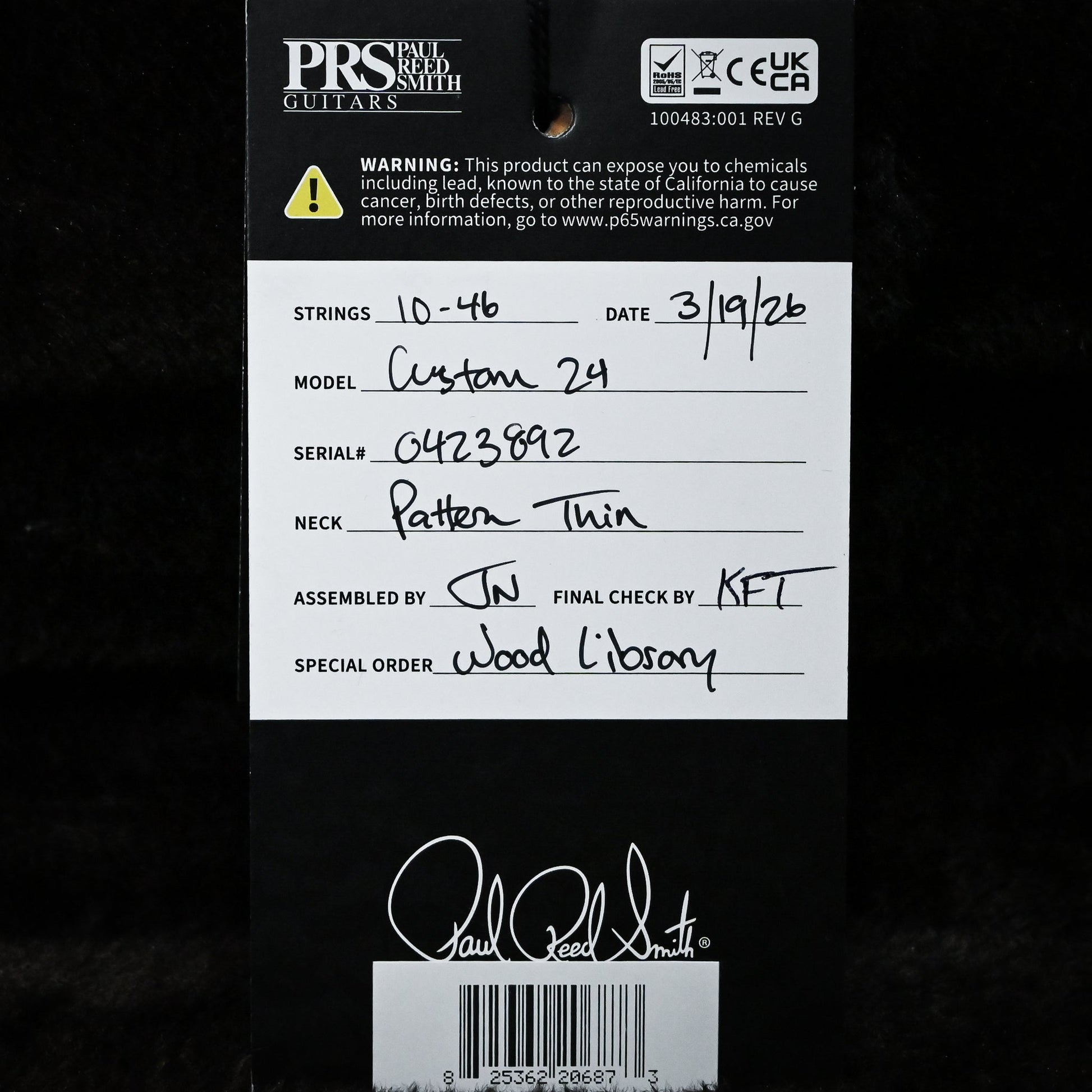 PRS Custom 24 Wood Library w/ 10-Top, Brazilian Rosewood, & 58/15 LT Pickups- Violet Blue Burst 2026 (0423892)