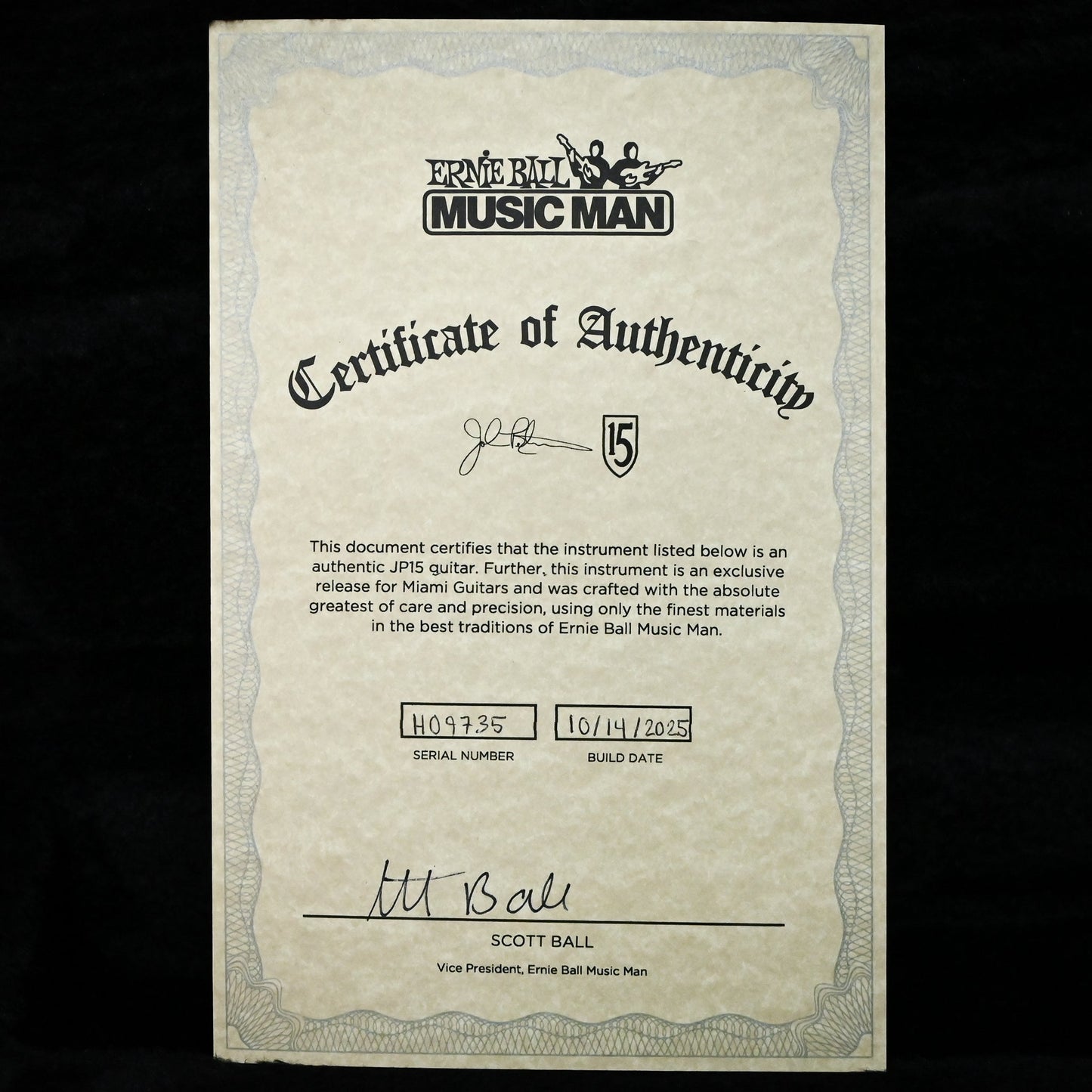 Ernie Ball Music Man JP15 John Petrucci Signature *Miami Guitar Exclusive* - Olallieberry Flame 2025 (H09735)