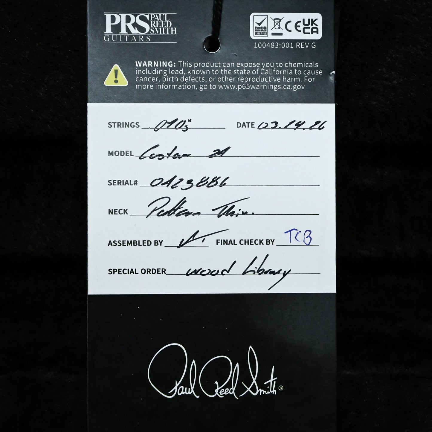 PRS Custom 24 Wood Library w/ 10-Top, Brazilian Rosewood, & 58/15 LT Pickups- Cobalt Smokeburst 2026 (0423886)
