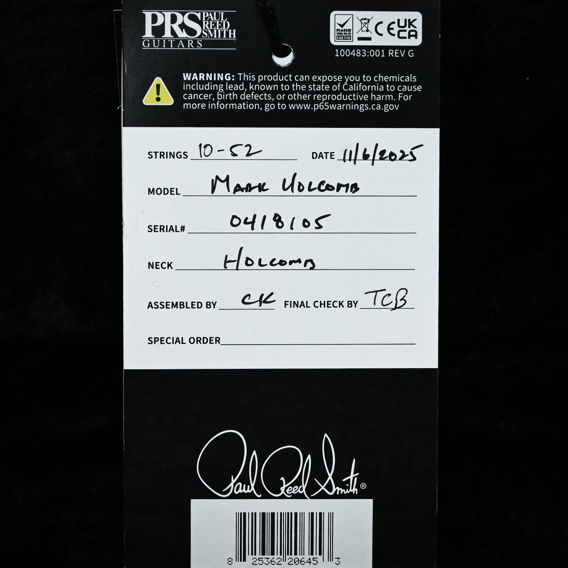 PRS Mark Holcomb Signature Electric Guitar- Holcomb Wraparound Burst 2025 (0418105)
