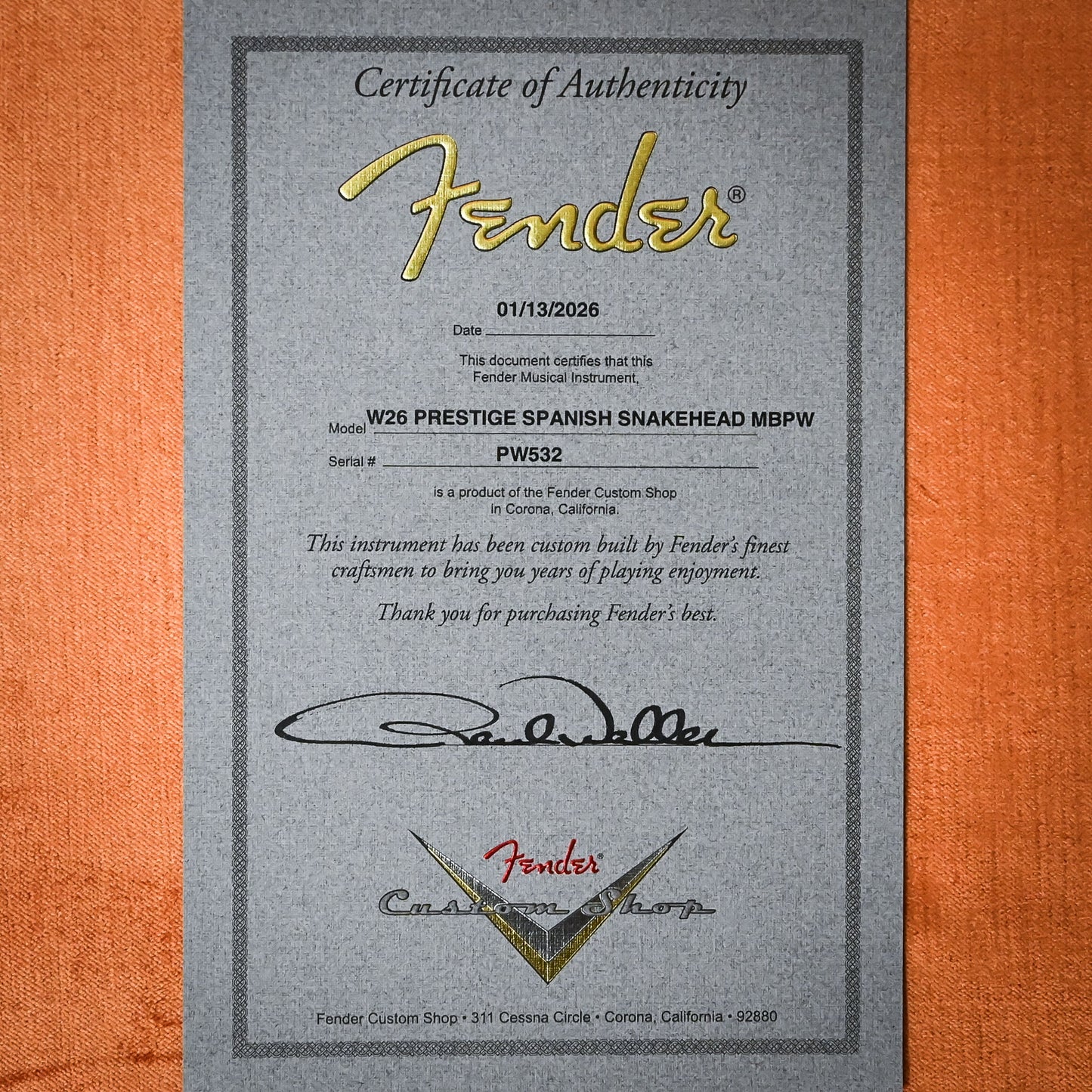 Fender Custom Shop PRESTIGE-ONE OF A KIND Masterbuilt Paul Waller Spanish Snakehead Telecaster Heavy Relic- Aged Natural 2026 (PW532)