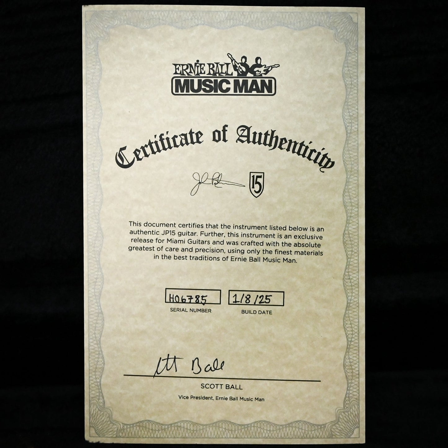 Ernie Ball Music Man JP15 Emerald Glow Roasted/Figured Maple Neck *Miami Guitar Exclusive* 2024 (H06785)