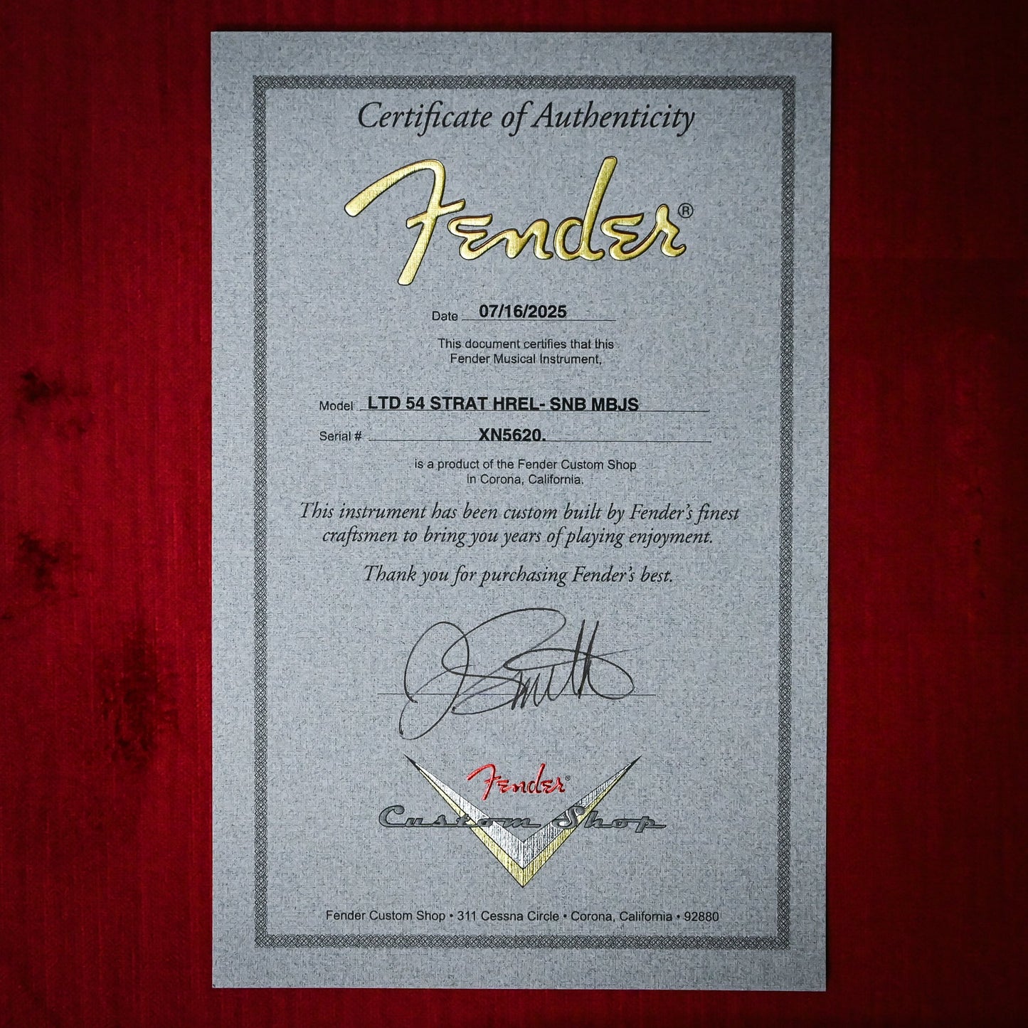 Fender Custom Shop Masterbuilt Jason Smith Limited Edition 70th Anniversary Stratocaster Heavy Relic- Sonic Blue 2025 (XN5620)