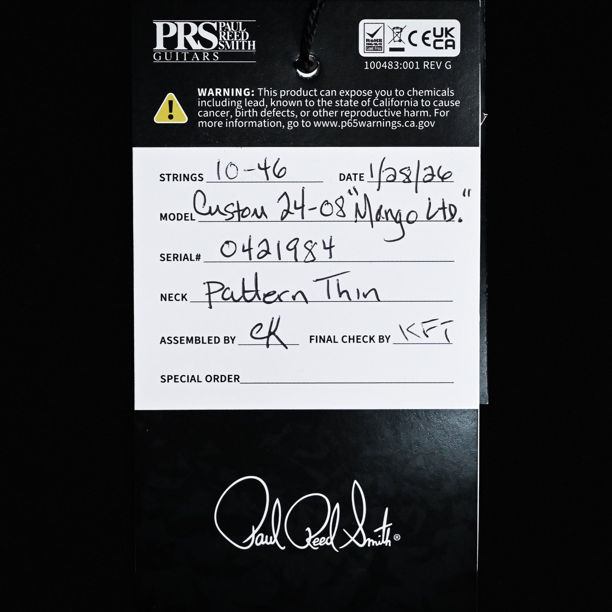 PRS Custom 24-08 Mango Top Limited Edition- Purple Mist 2026 (0421984)