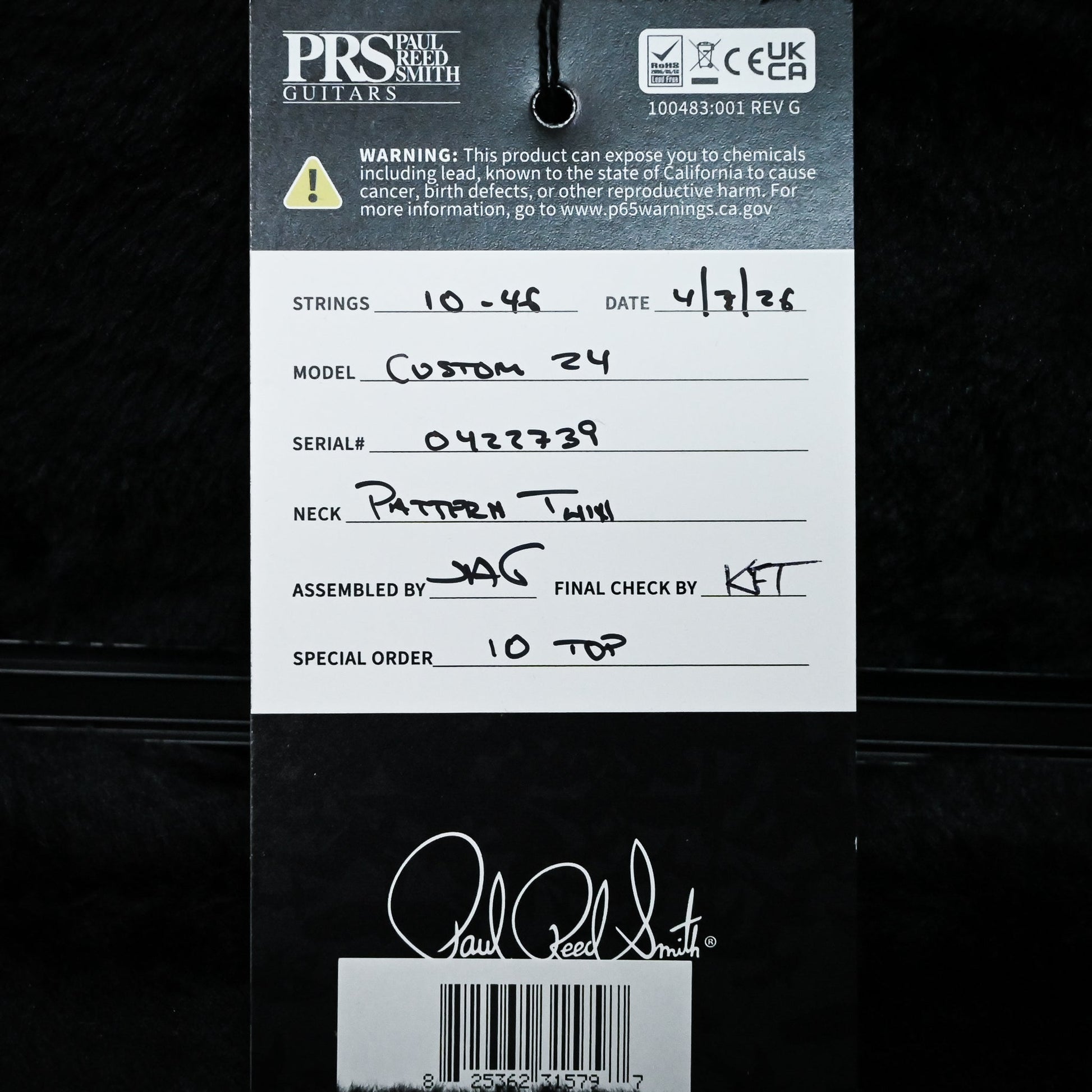 PRS Custom 24 w/ 10-Top & DMO Pickups- Custom Color 2026 (0422739)