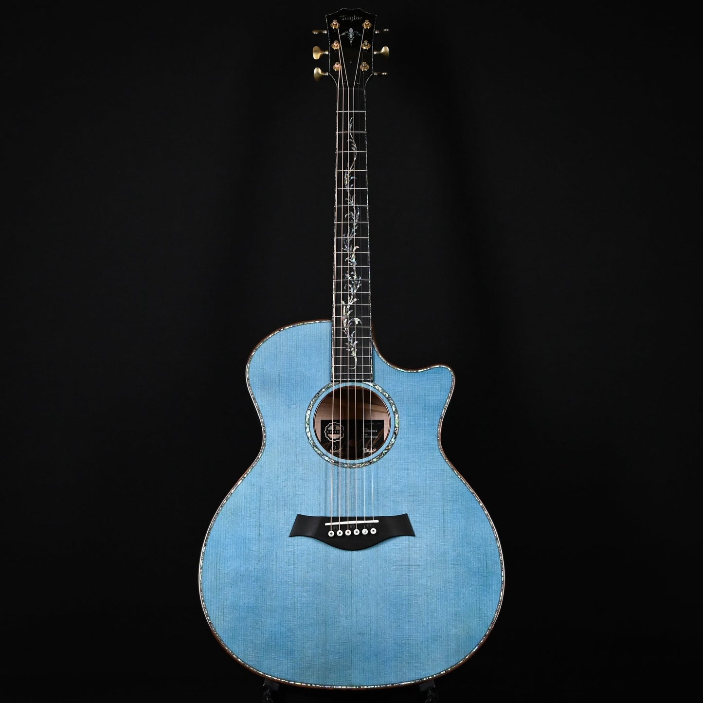 Taylor Custom Catch #23 C14ce B6023 – Grand Auditorium w/ Lutz Spruce Top & Figured Big Leaf Maple Back & Sides Acoustic/Electric Guitar- Koi Blue 2026 (1203306094)